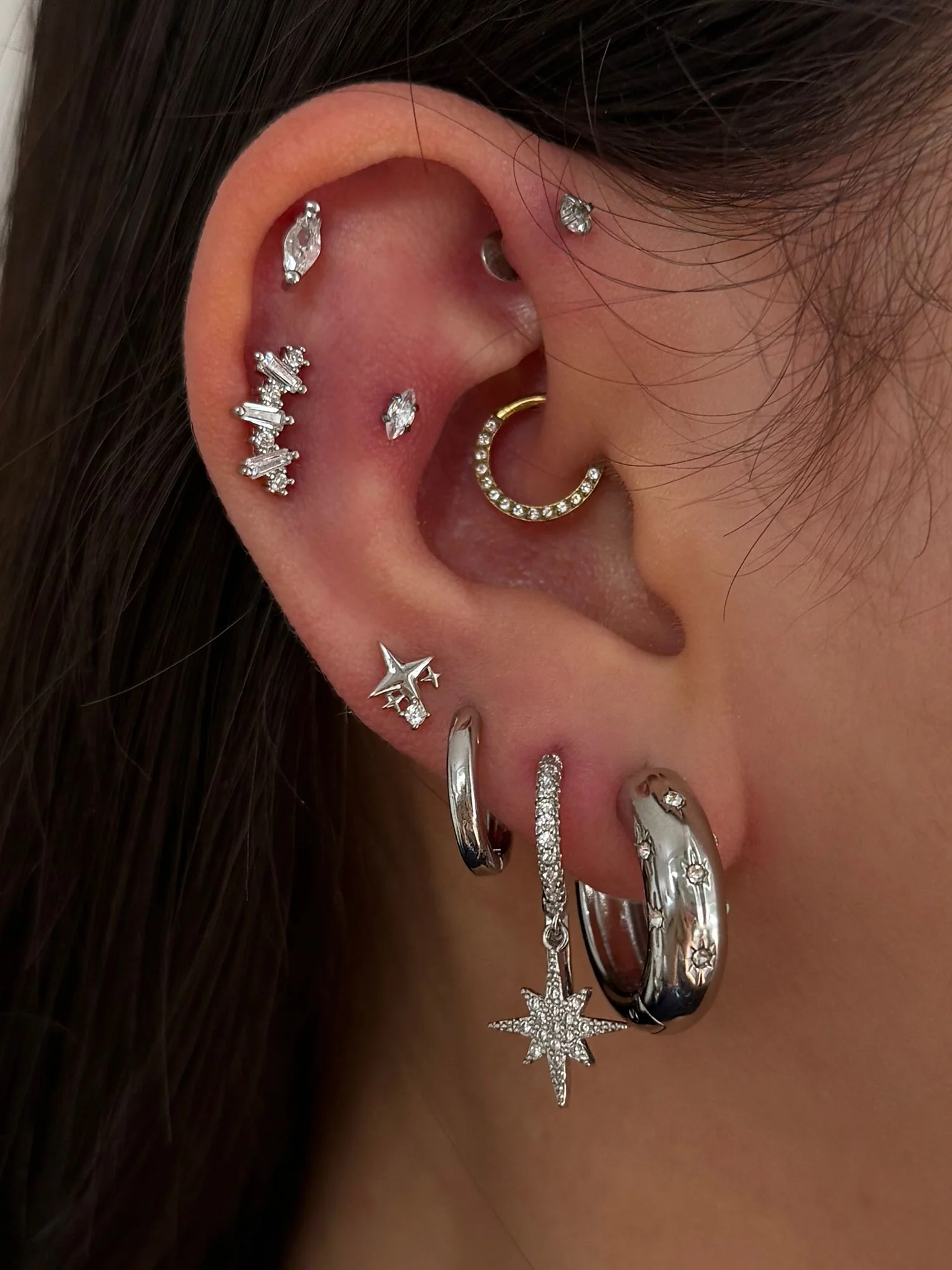 Silver Valentine Hoop and Clover Stud Set - Image 4
