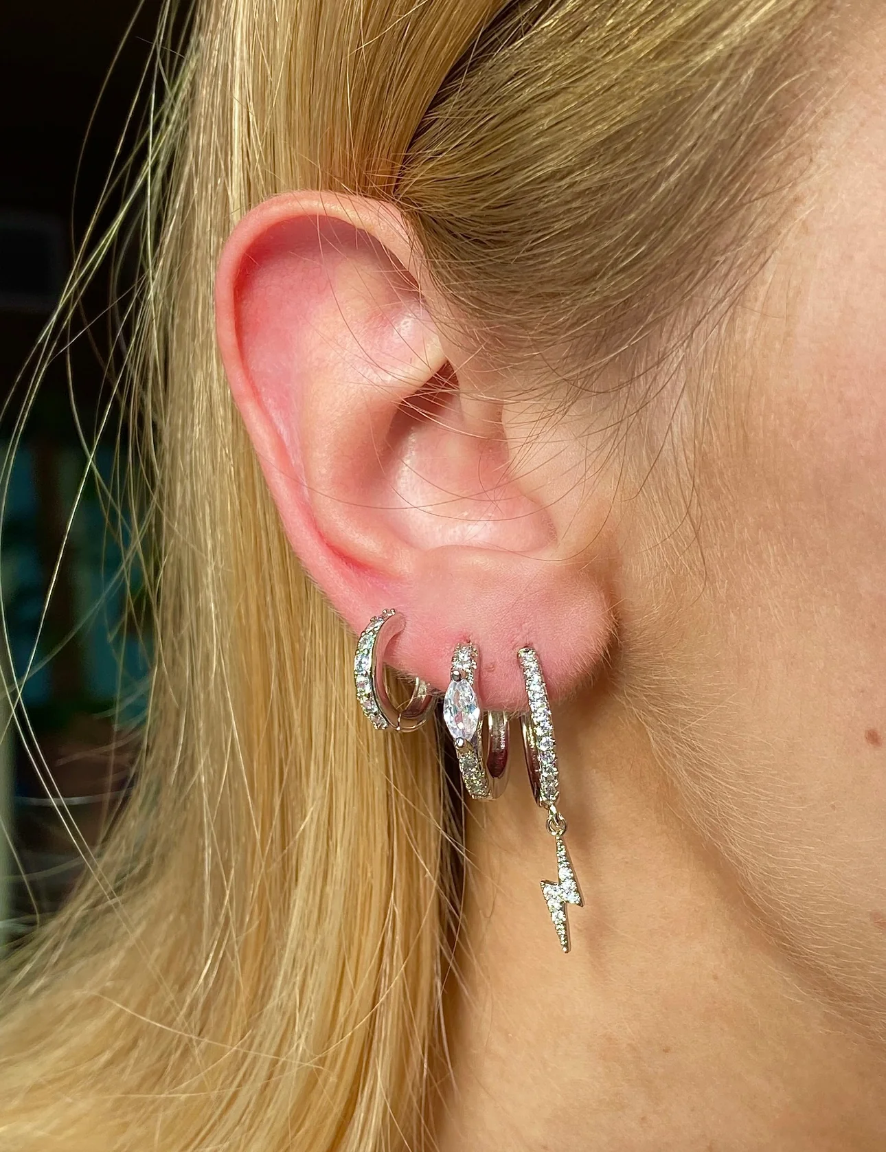 Crystal Caitlin Silver Hoops 9mm - Image 3