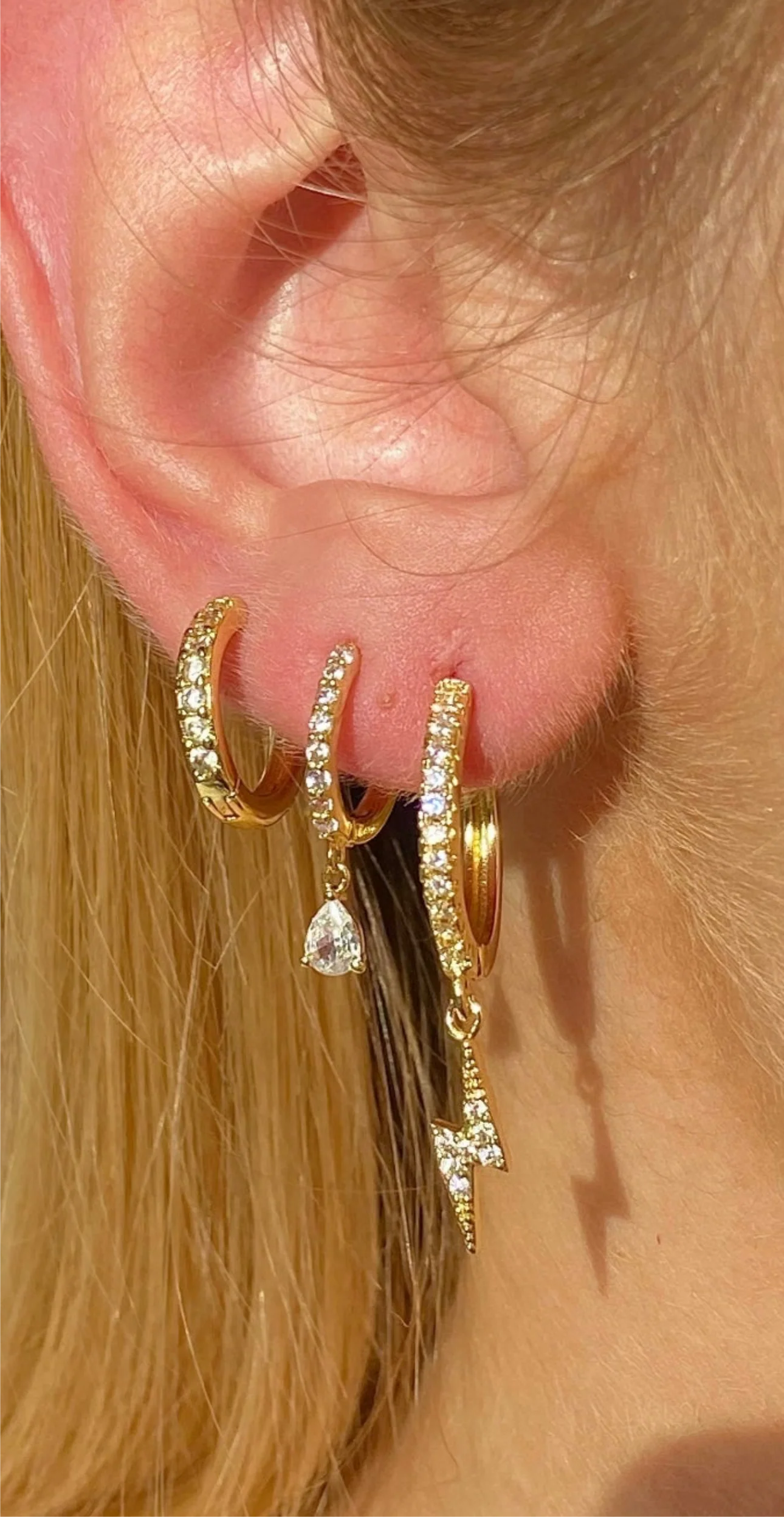 Crystal Cleo Gold Hoops 9mm - Image 4