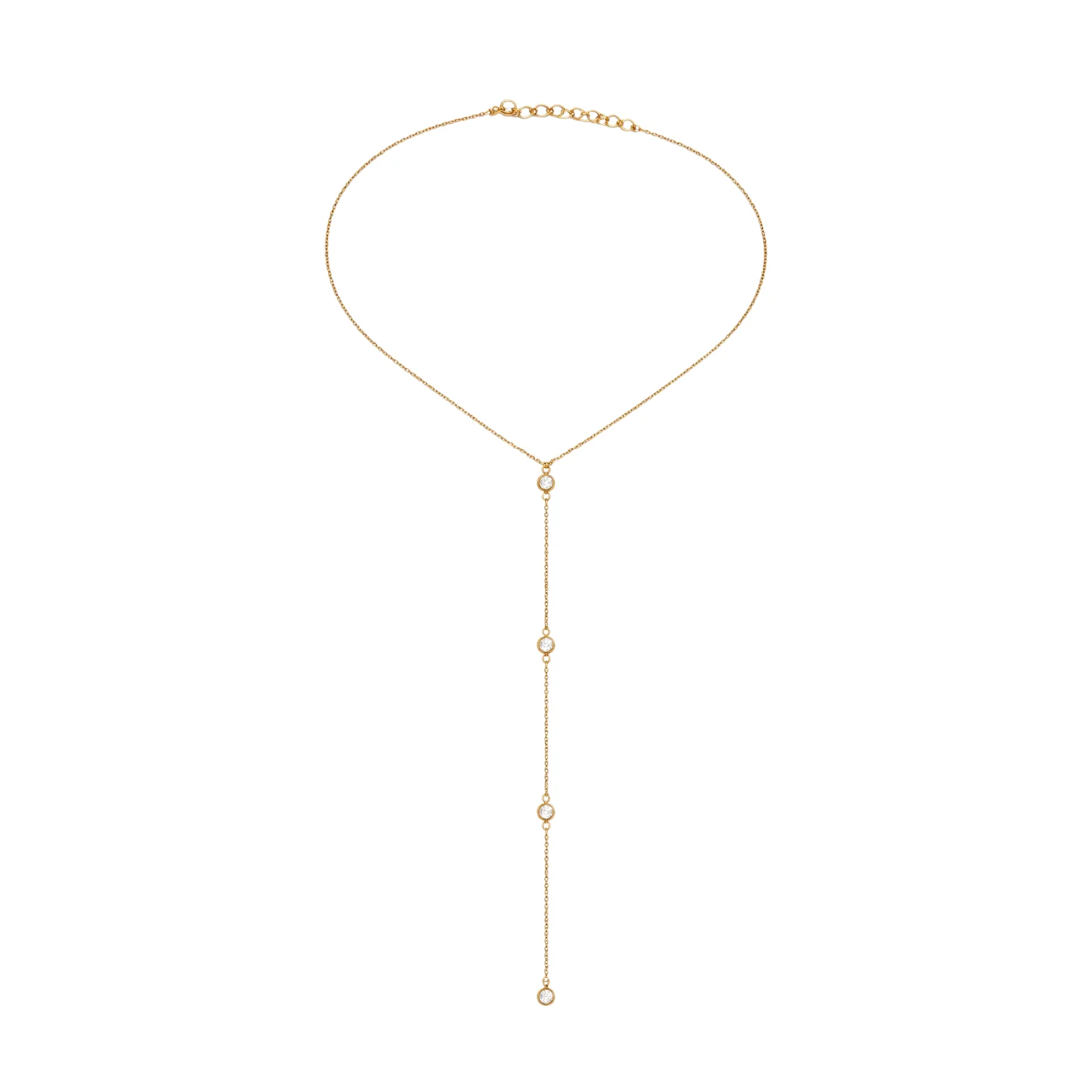Gold 4 Ball Long Y Necklace
