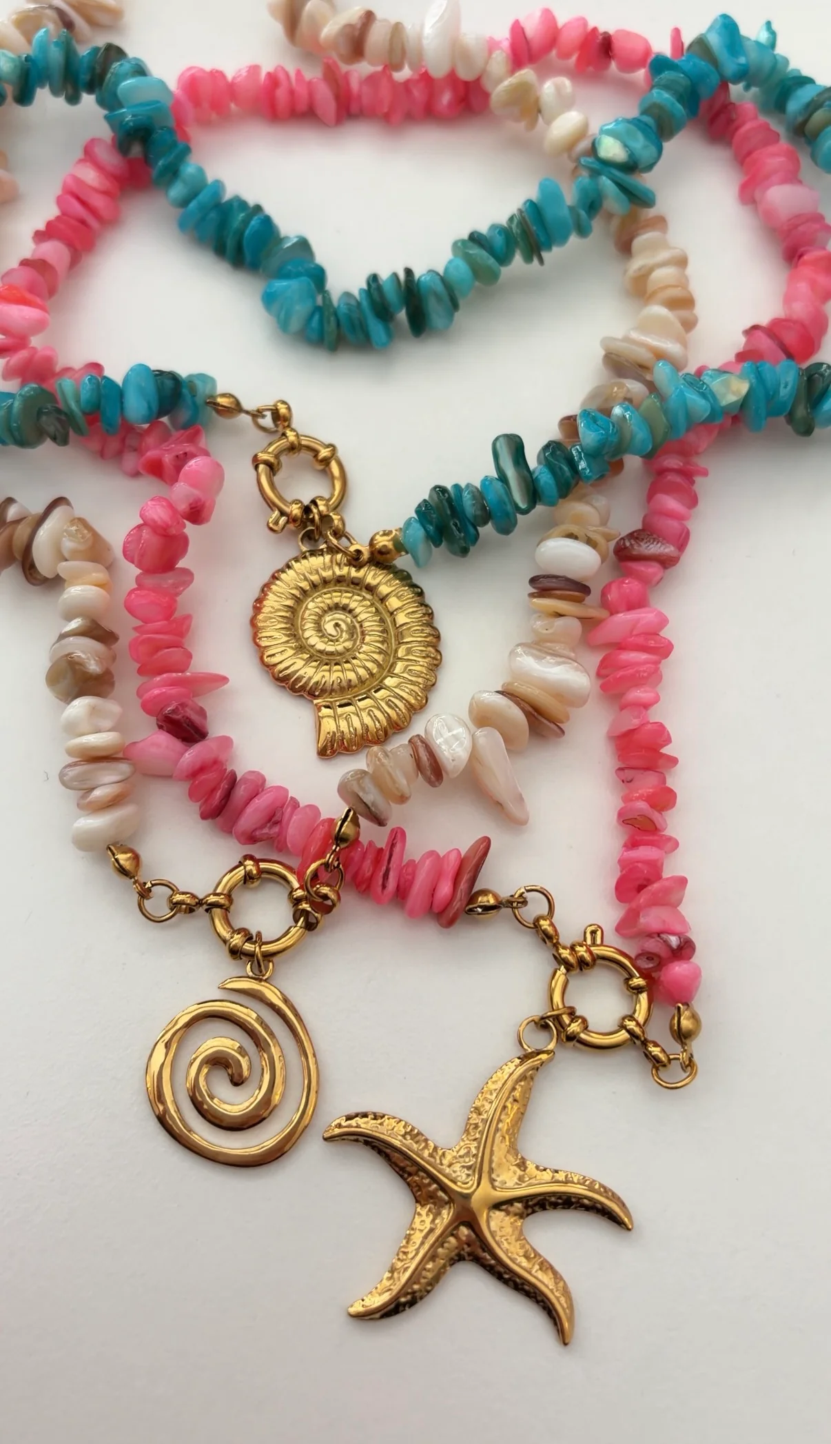 Gold Pink Stone Charm Necklace - Image 5