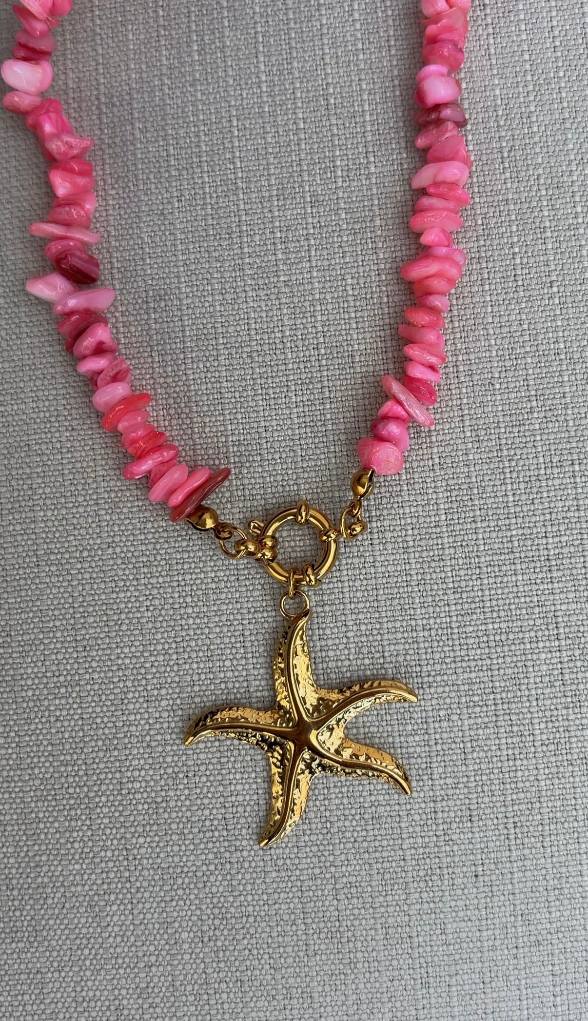 Gold Pink Stone Charm Necklace - Image 3