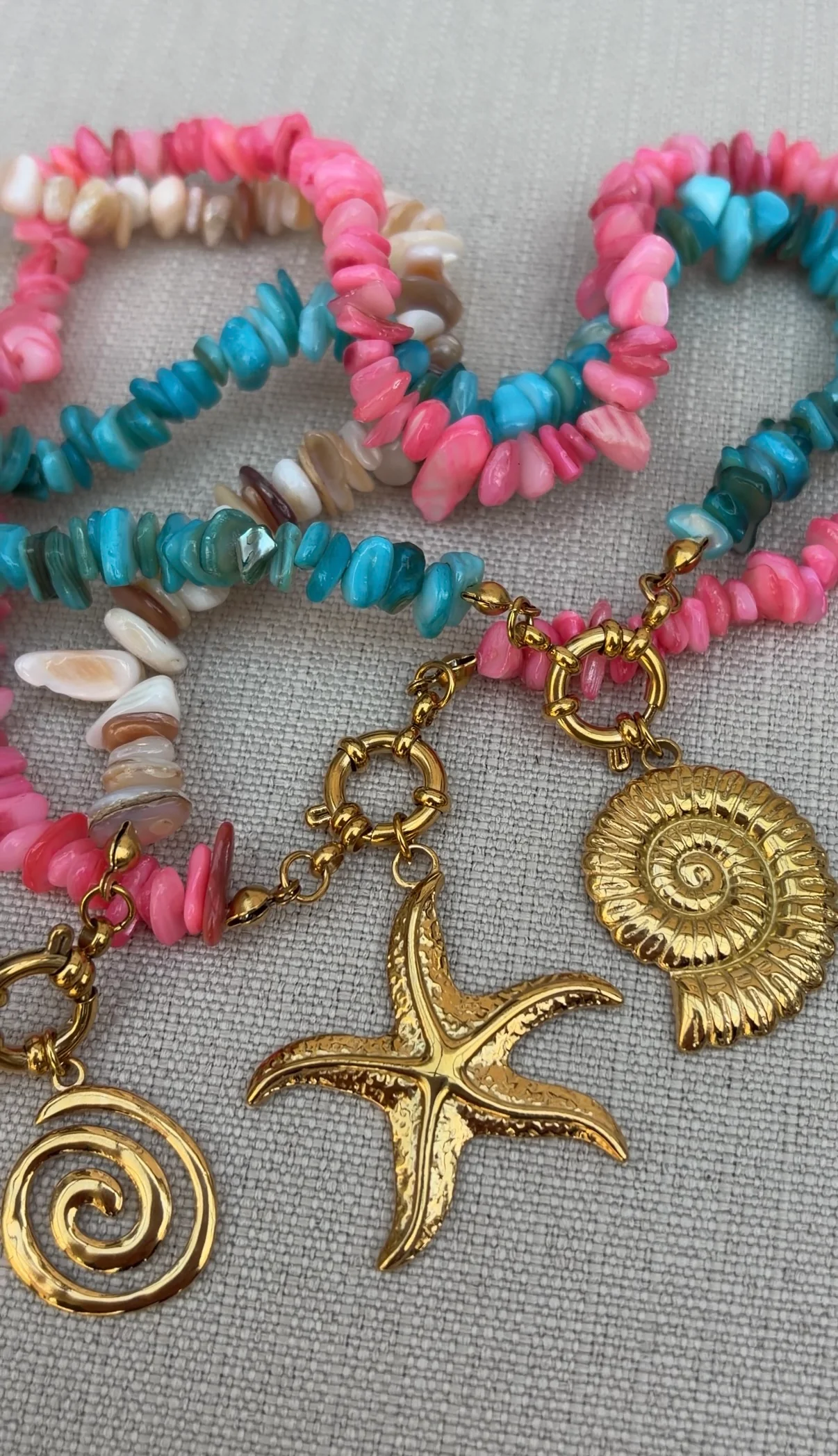 Gold Pink Stone Charm Necklace - Image 6