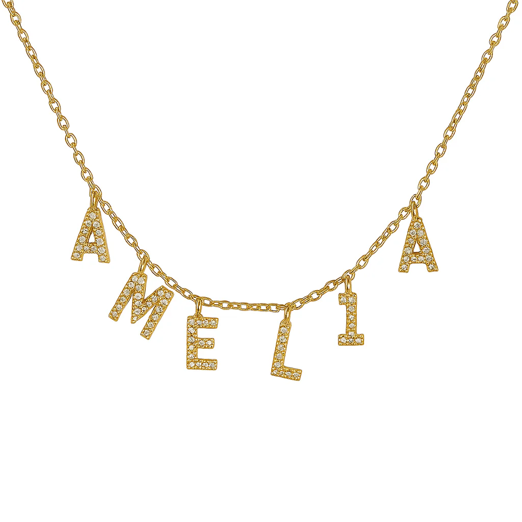 Gold Bold Letter Personalised Necklace