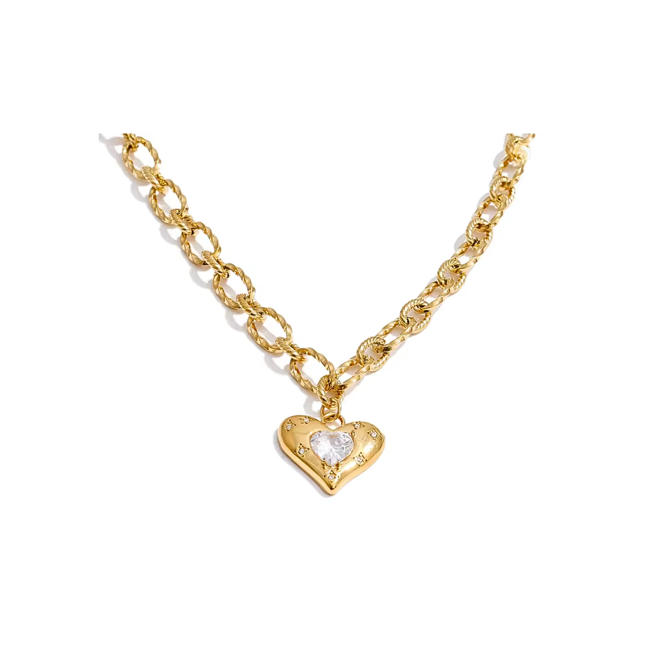 Gold Textured Heart Necklace