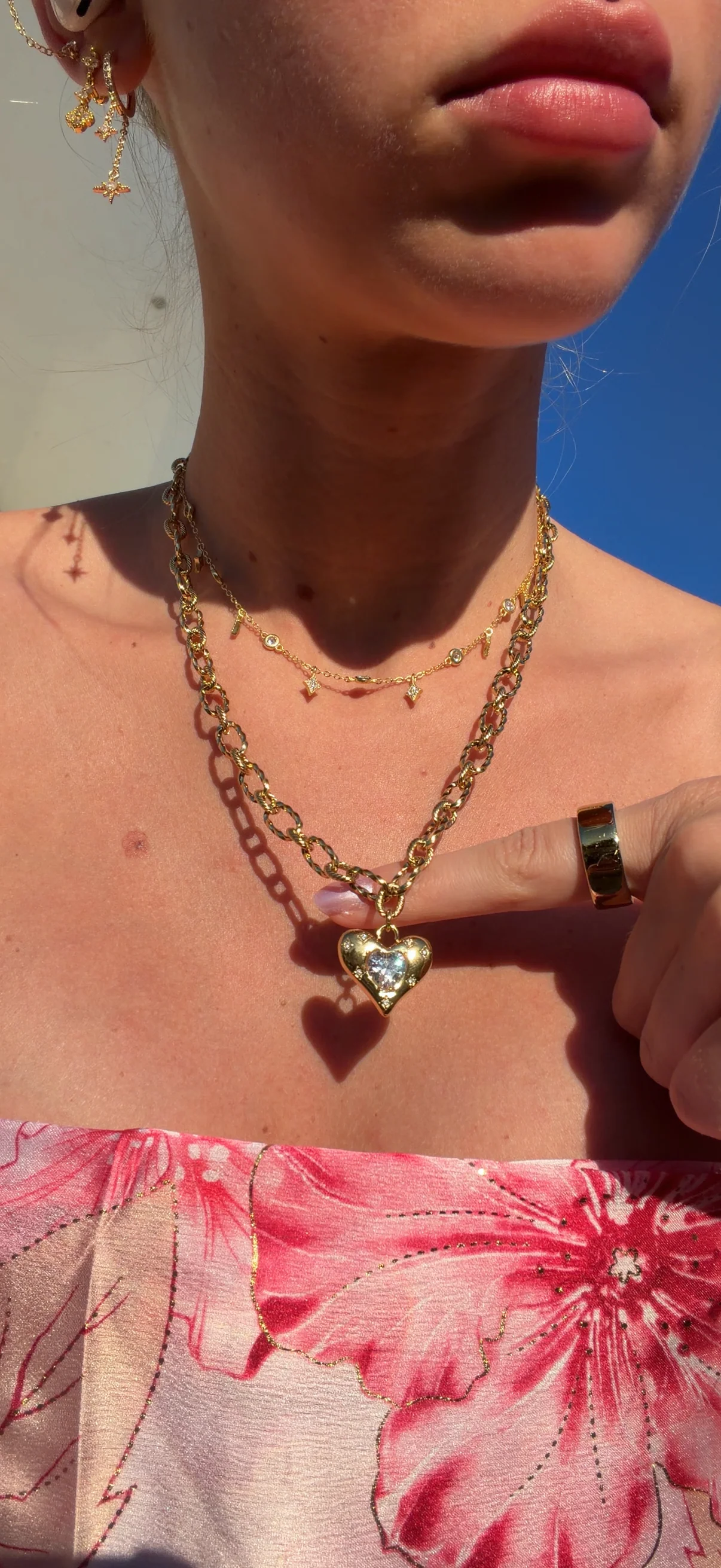 Gold Textured Heart Necklace - Image 2