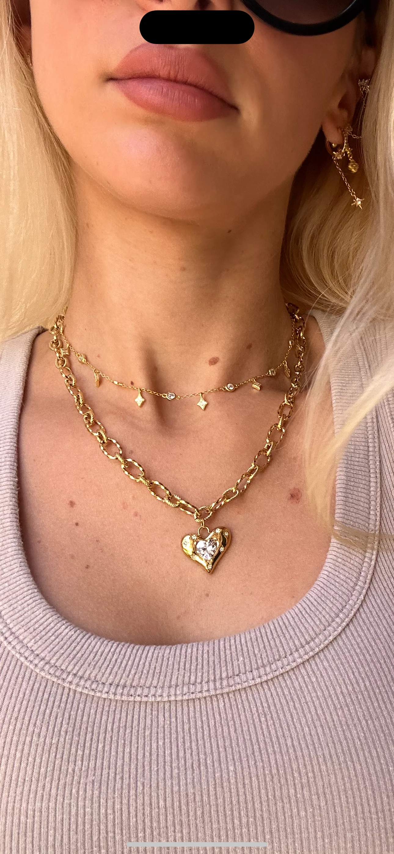 Gold Textured Heart Necklace - Image 4