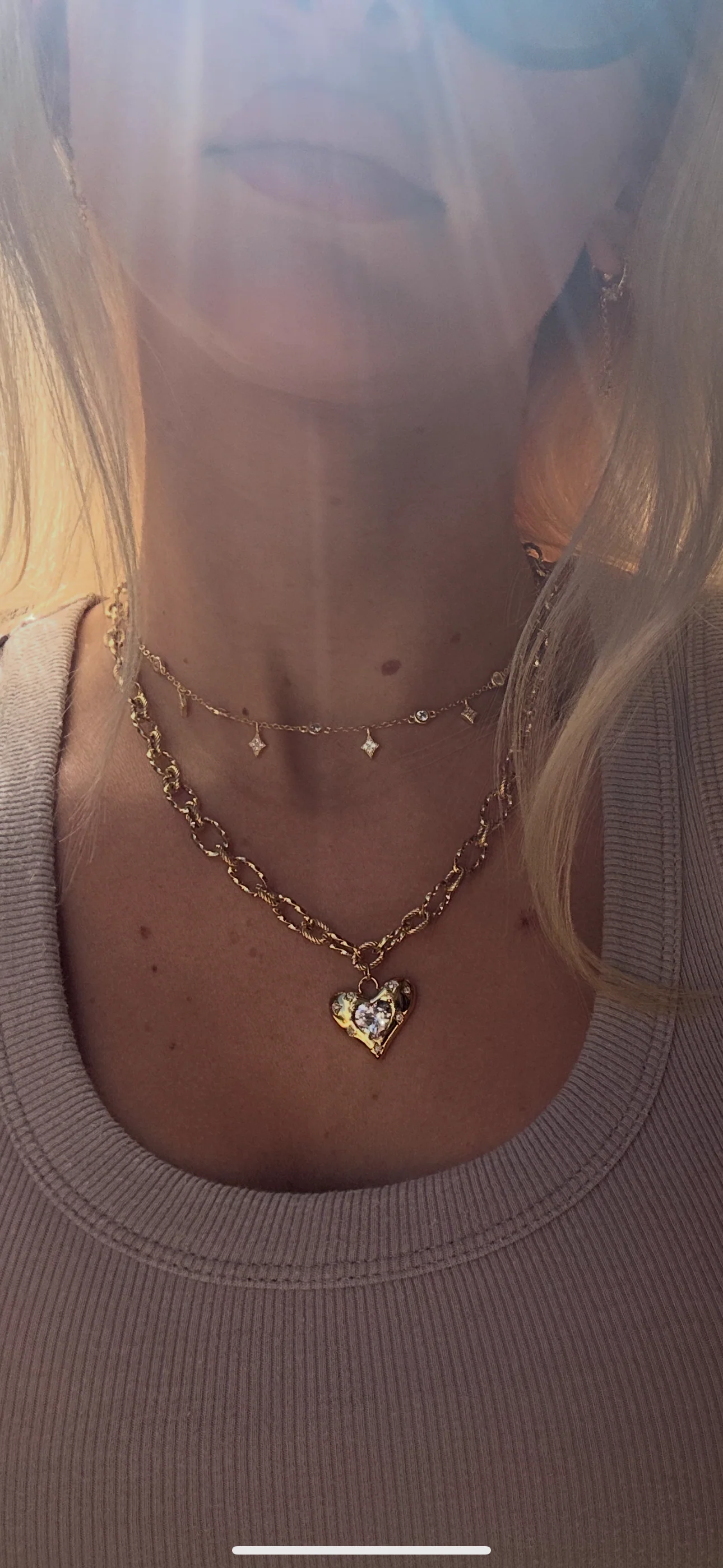 Gold Textured Heart Necklace - Image 5