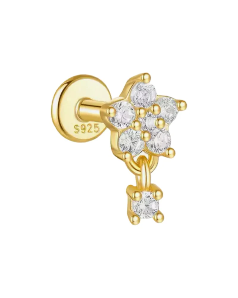 Gold Chic Flower Helix Stud