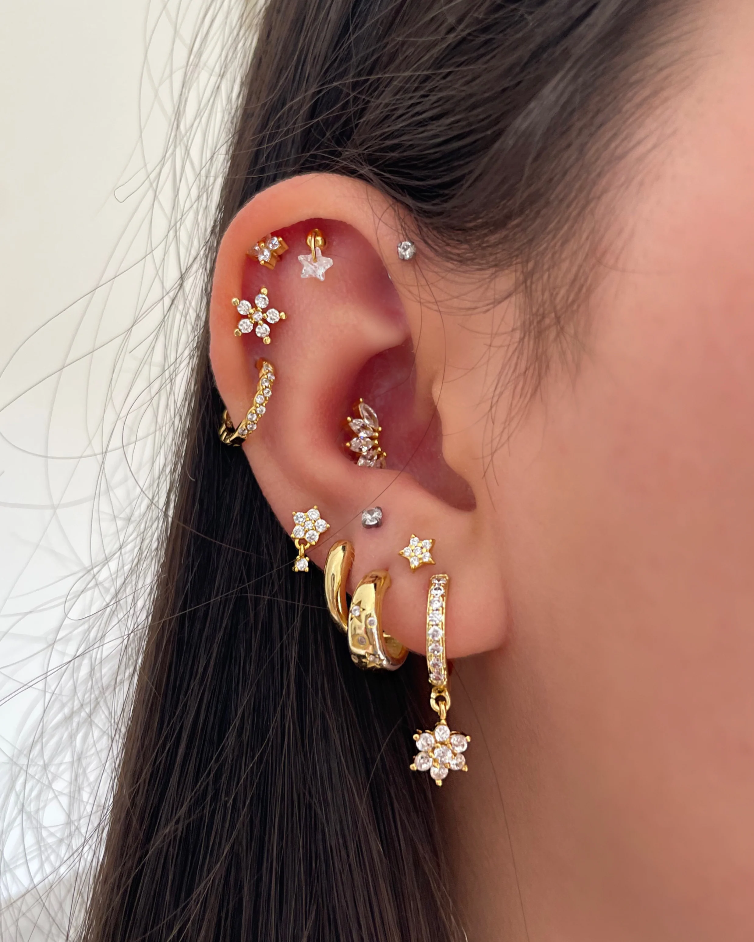 Gold Chic Flower Helix Stud - Image 2