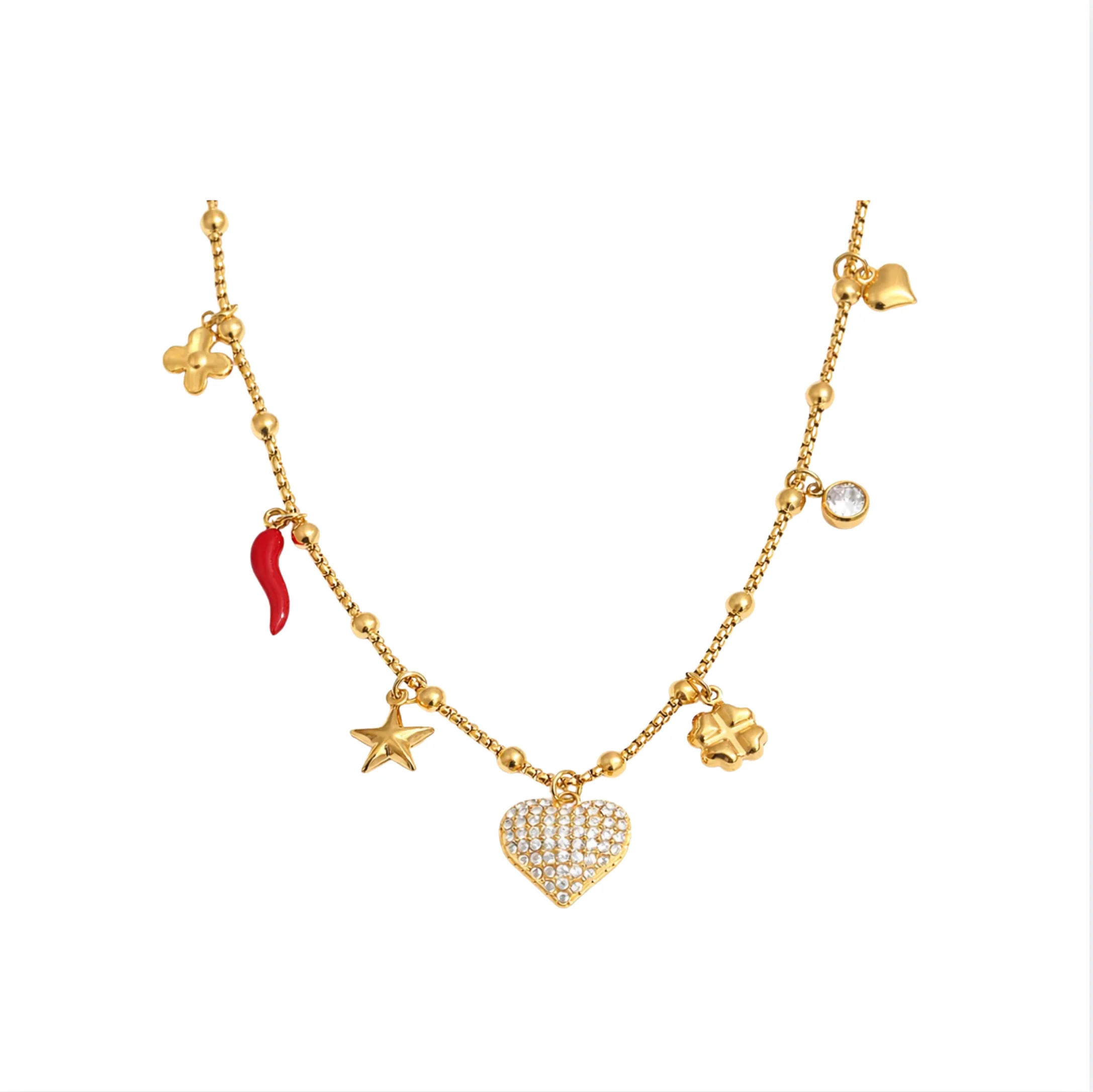 Gold Chilli Charm Necklace