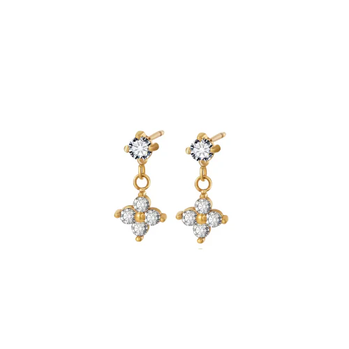 Gold Clover Crystal Studs
