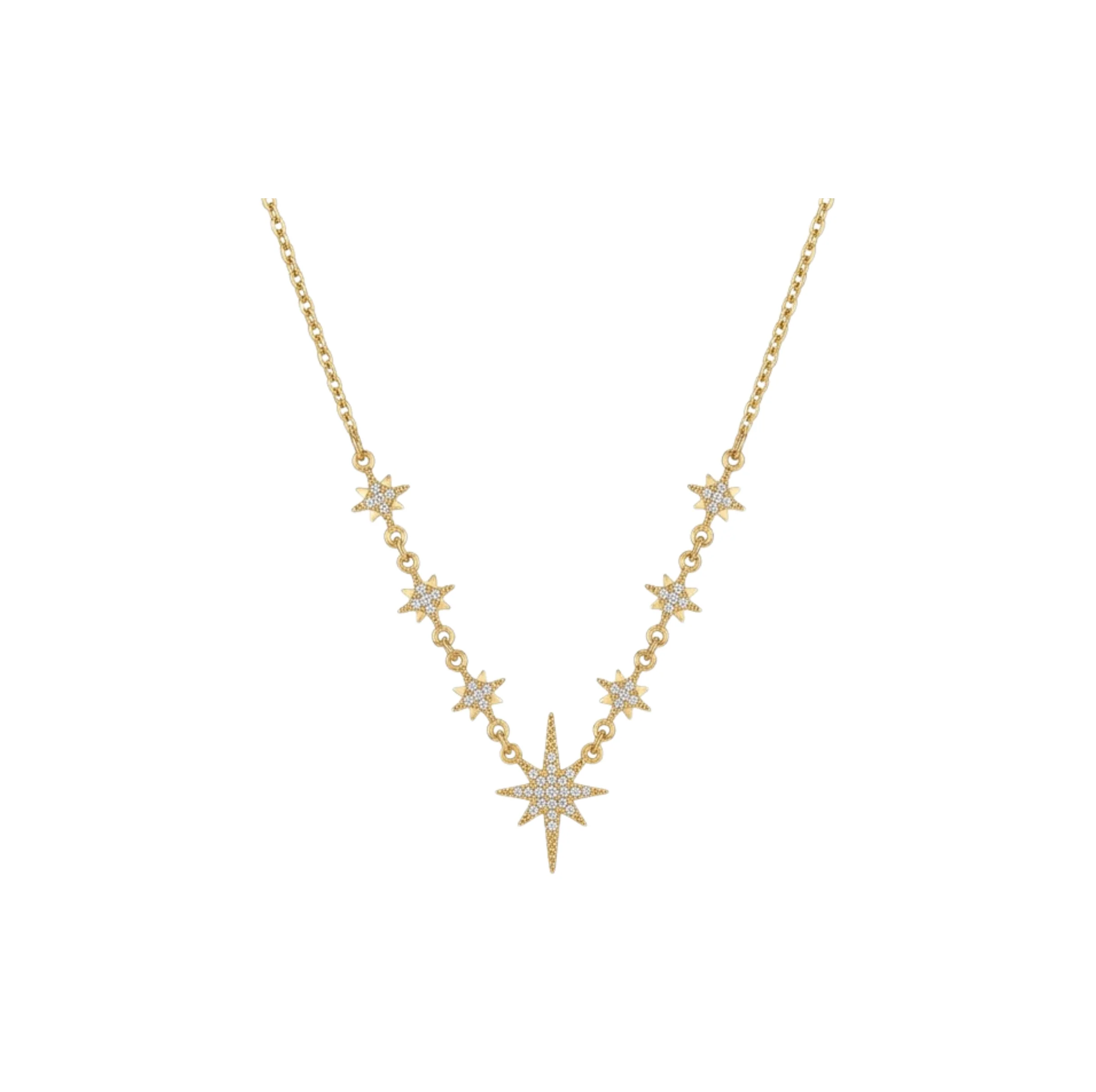 Gold Cosmic 7 Star Necklace