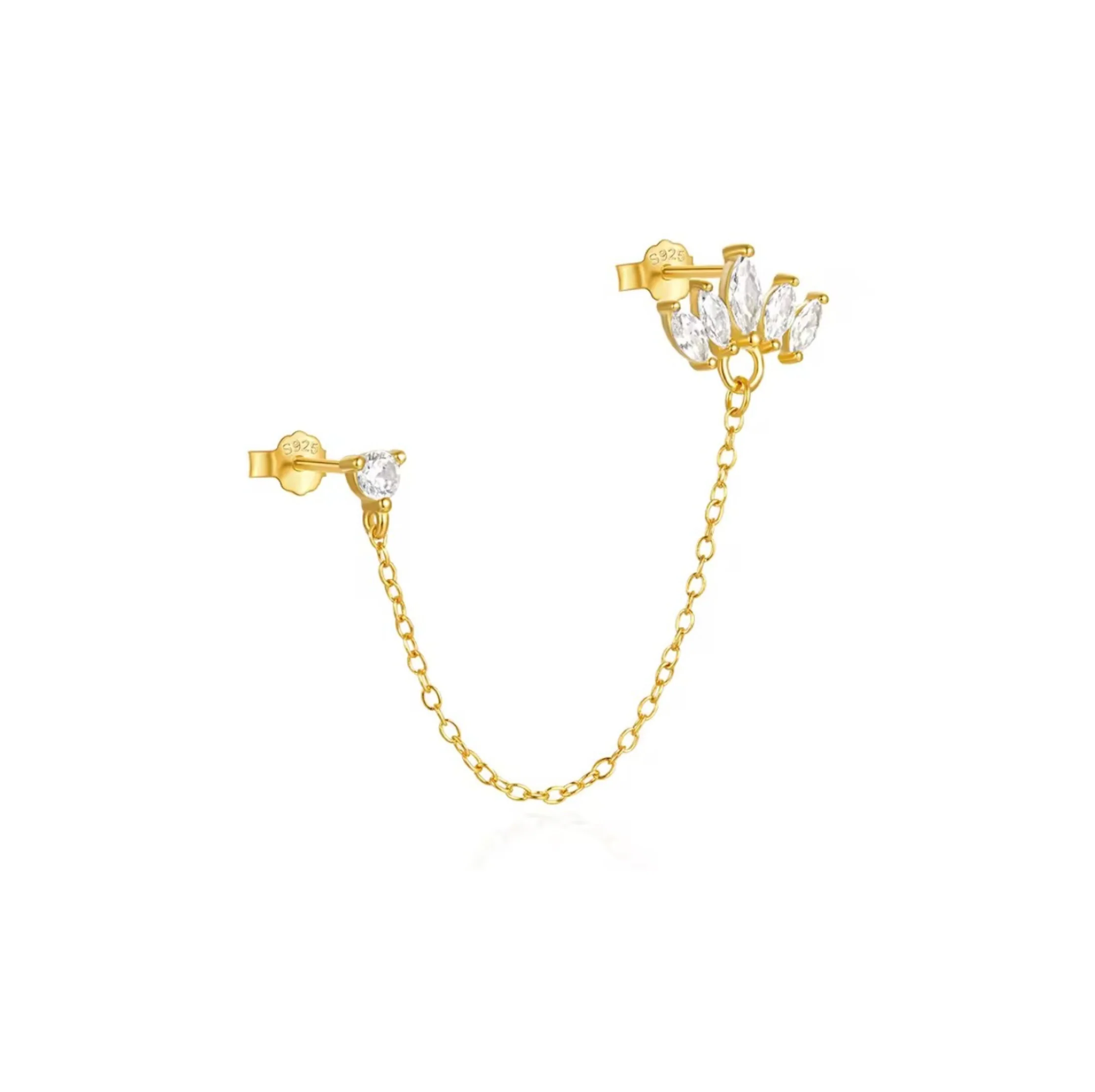 Gold Crown Chain Stud