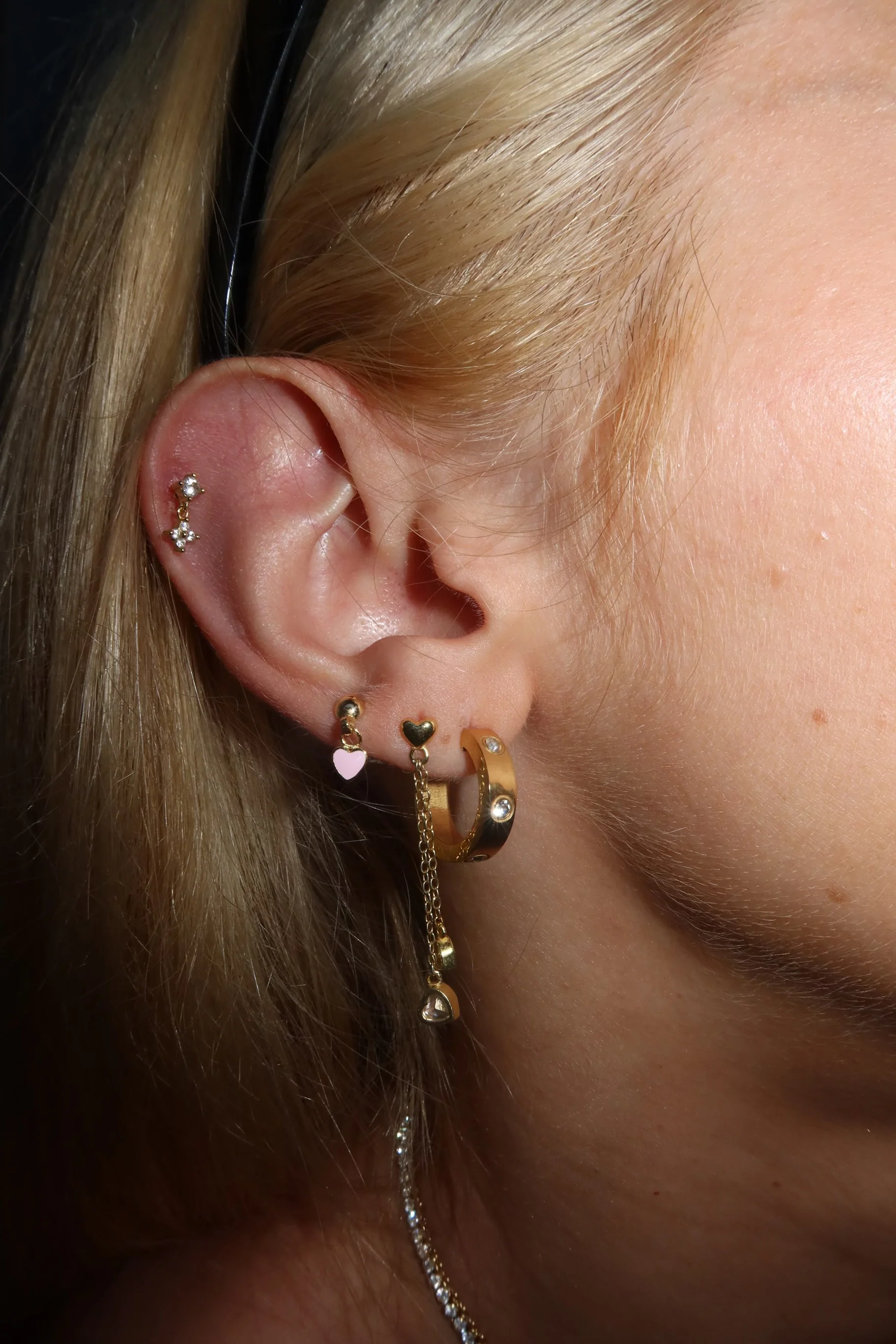 Gold Crystal and Clover Helix Stud - Image 4