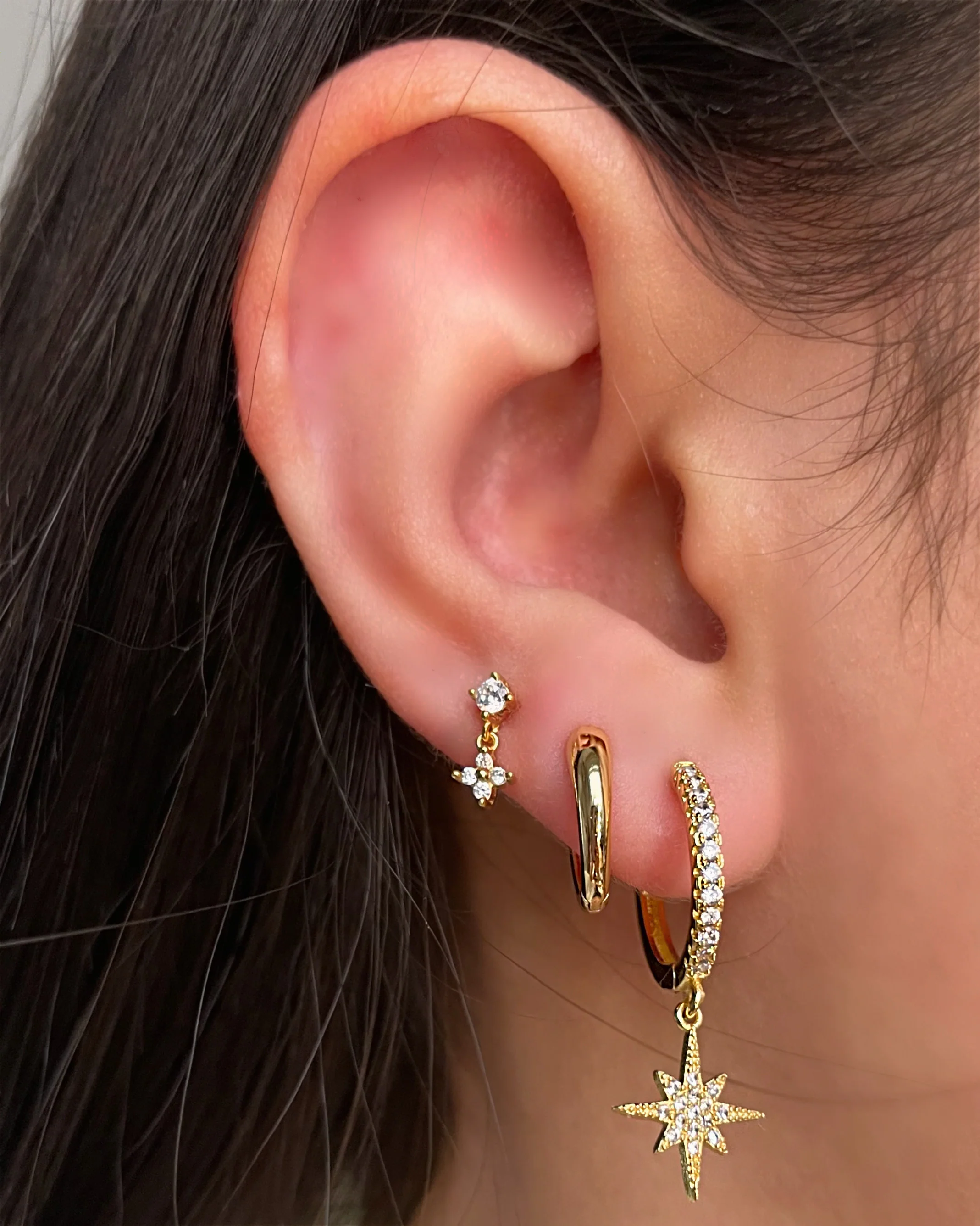 Gold Crystal and Clover Helix Stud - Image 5