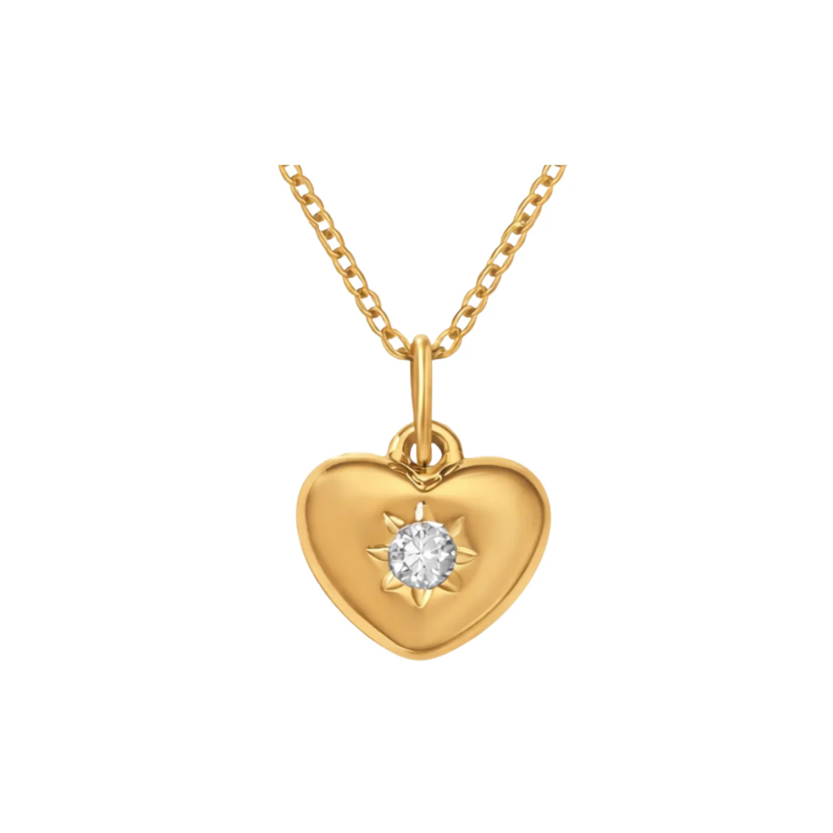 Gold Crystal Heart Pendant Necklace