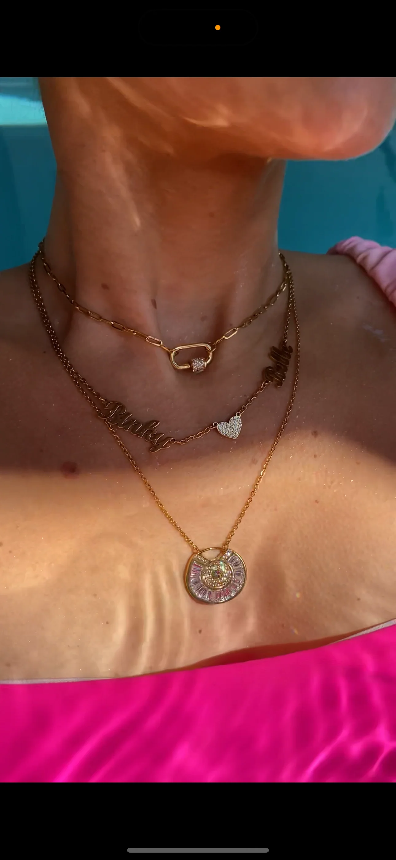 Gold Personalised 2 Name Heart Necklace - Image 3