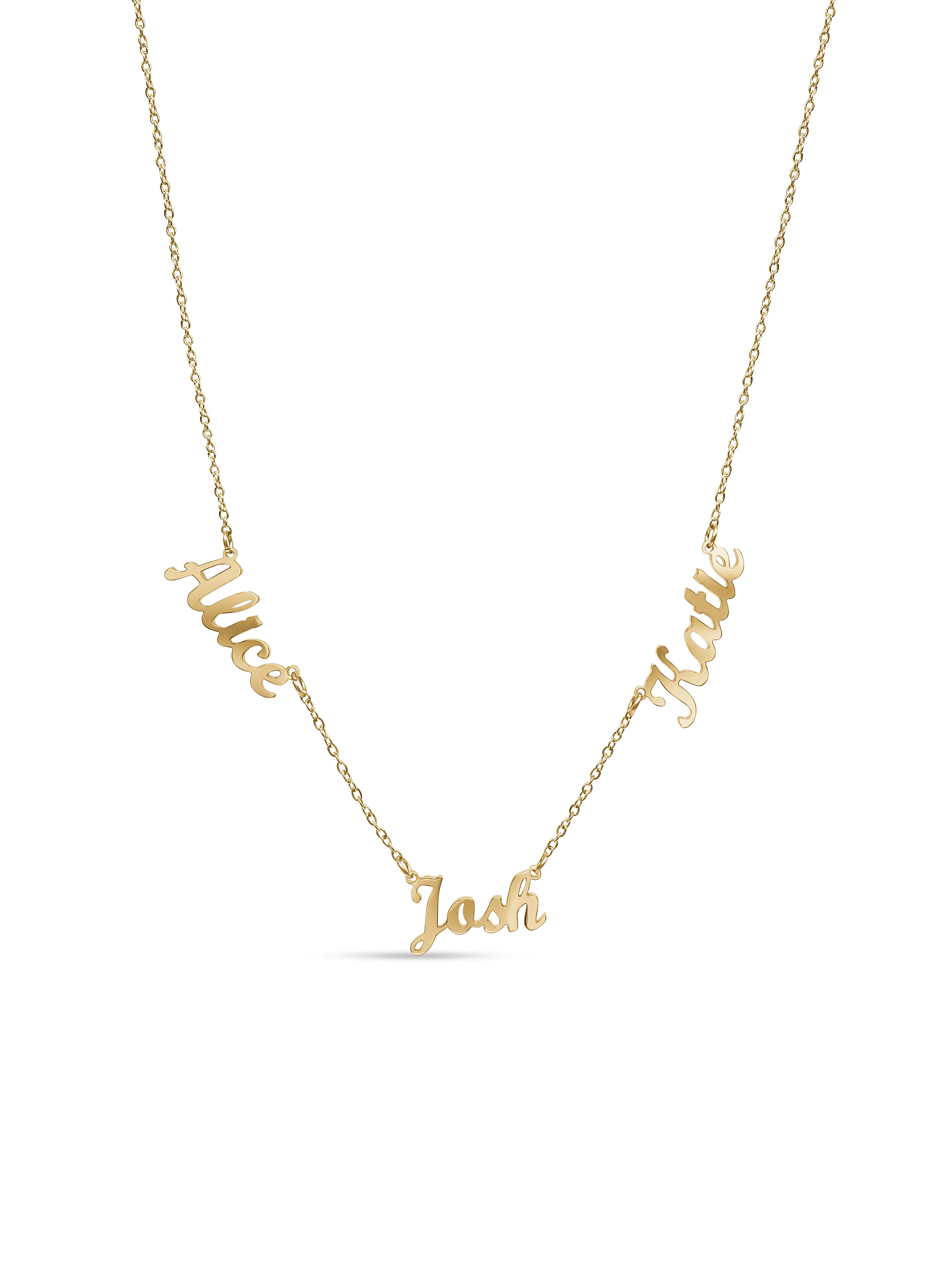 Gold Personalised 3 Name Necklace