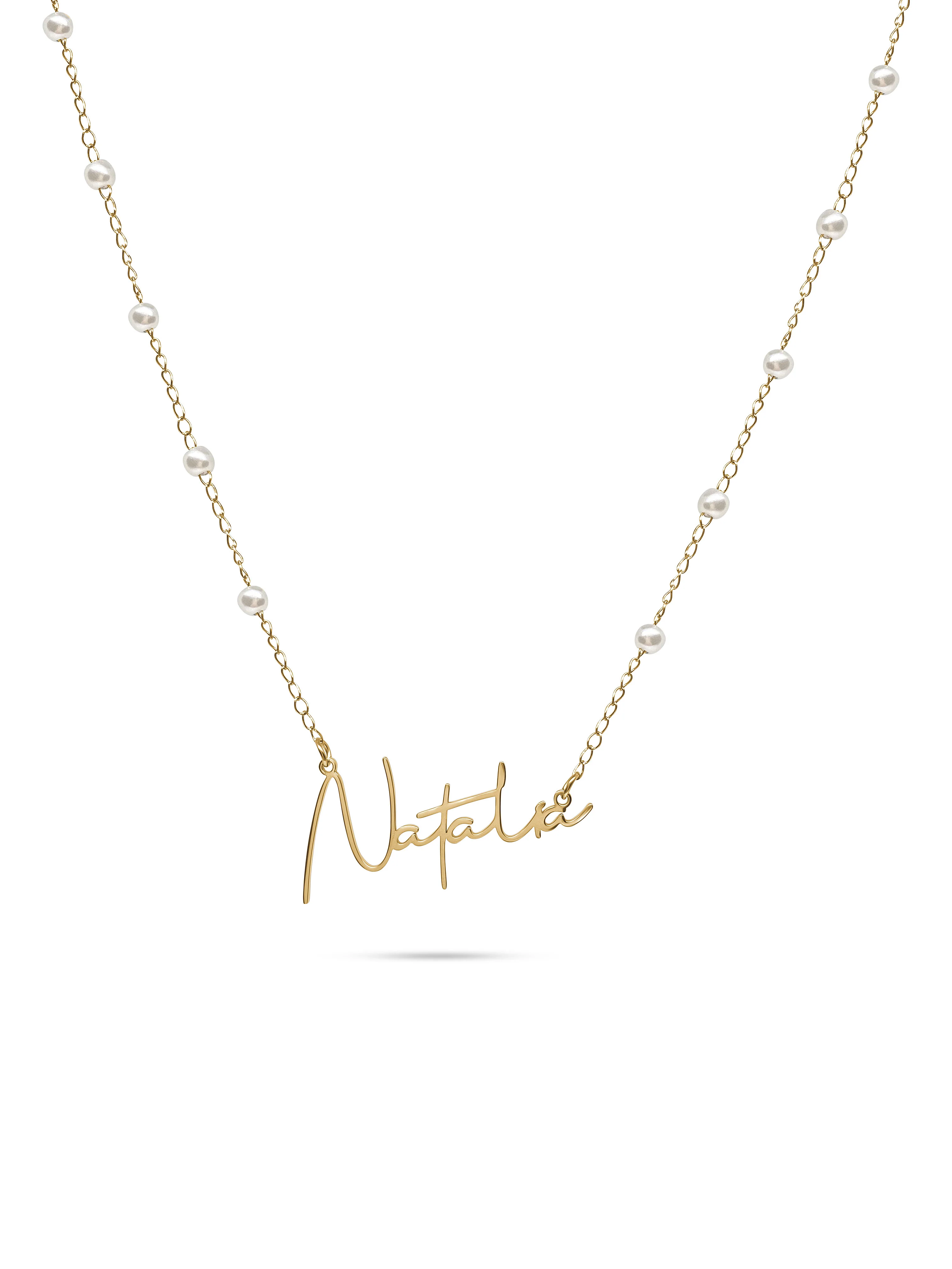 Gold Personalised Dainty Pearl Necklace