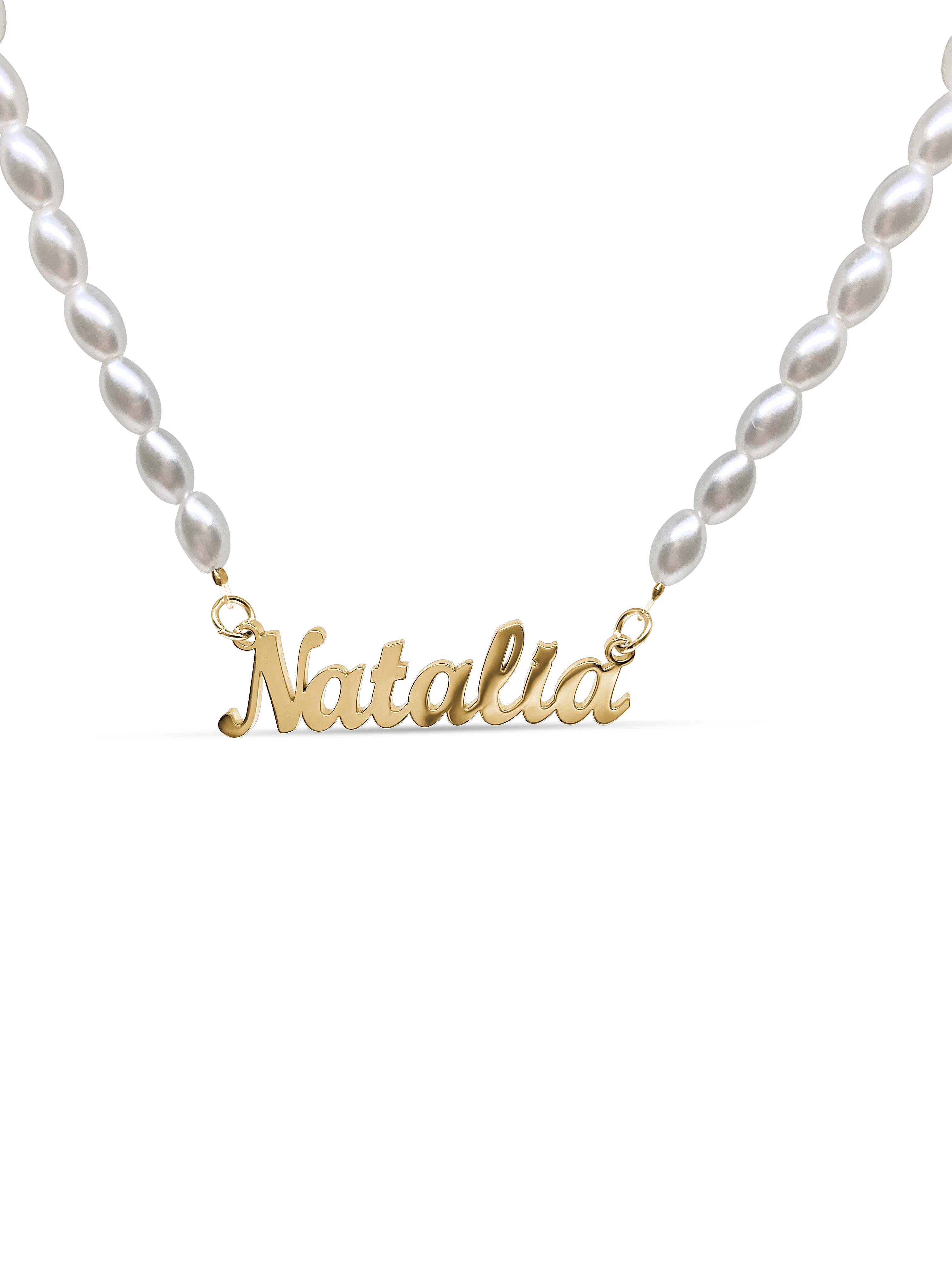 Gold Personalised Thick Pearl Necklace