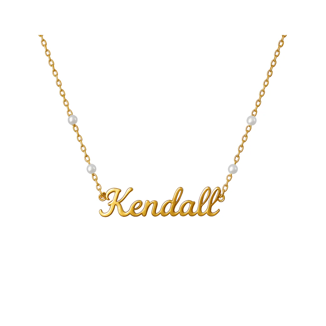 Gold Dainty Pearl Italic Personalised Necklace