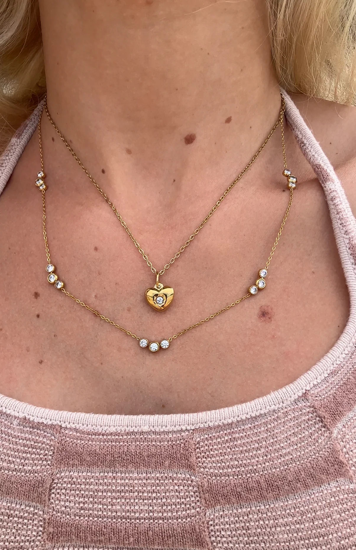 Gold Dainty Triple Ball Necklace - Image 2