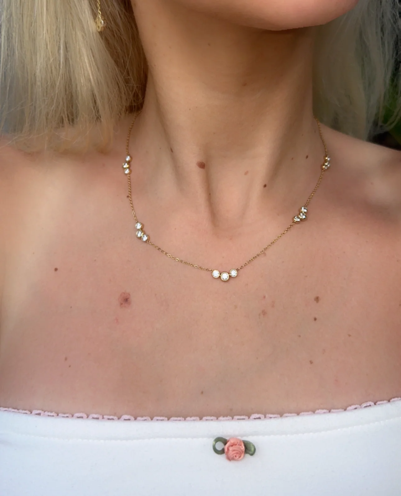 Gold Dainty Triple Ball Necklace - Image 3