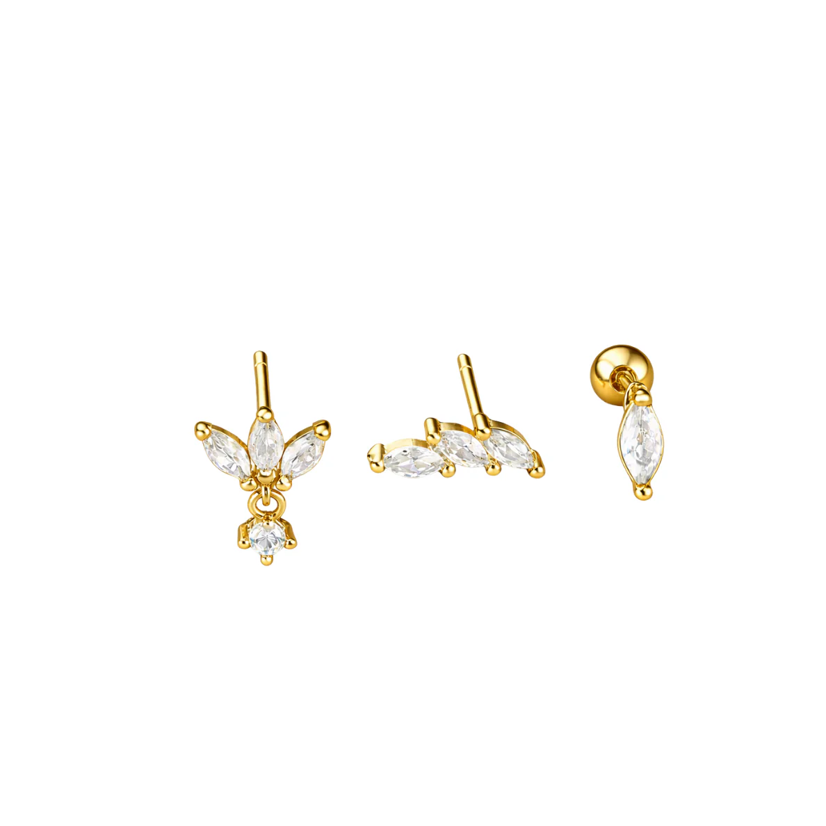 Gold Dainty Triple Stud Set