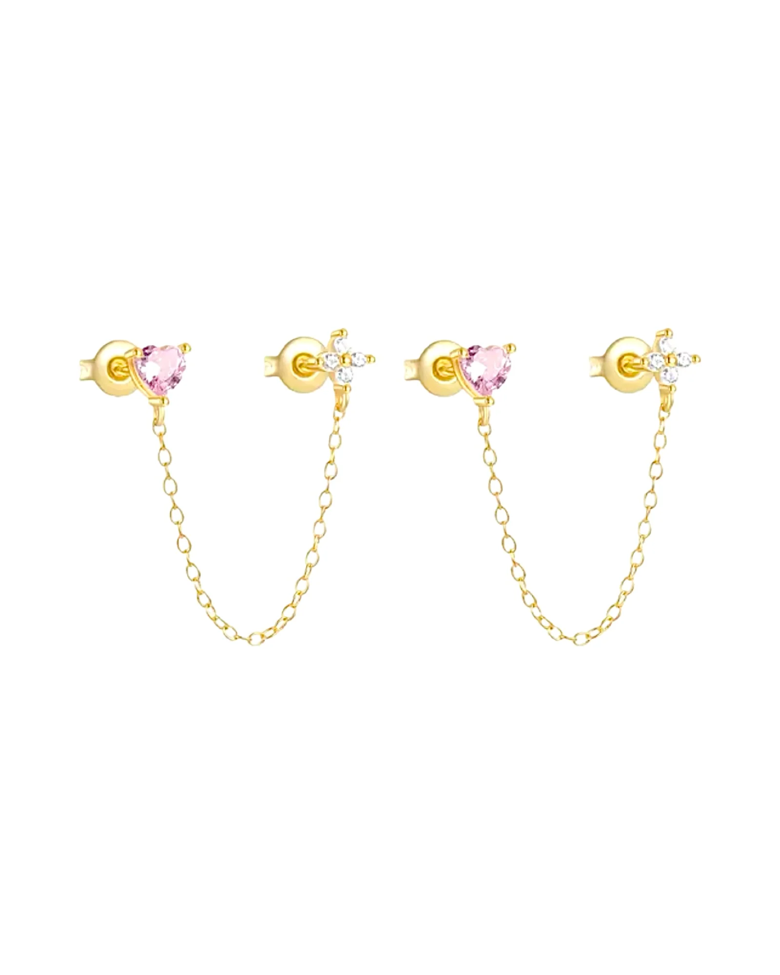 Gold Double Chain Studs - Image 6