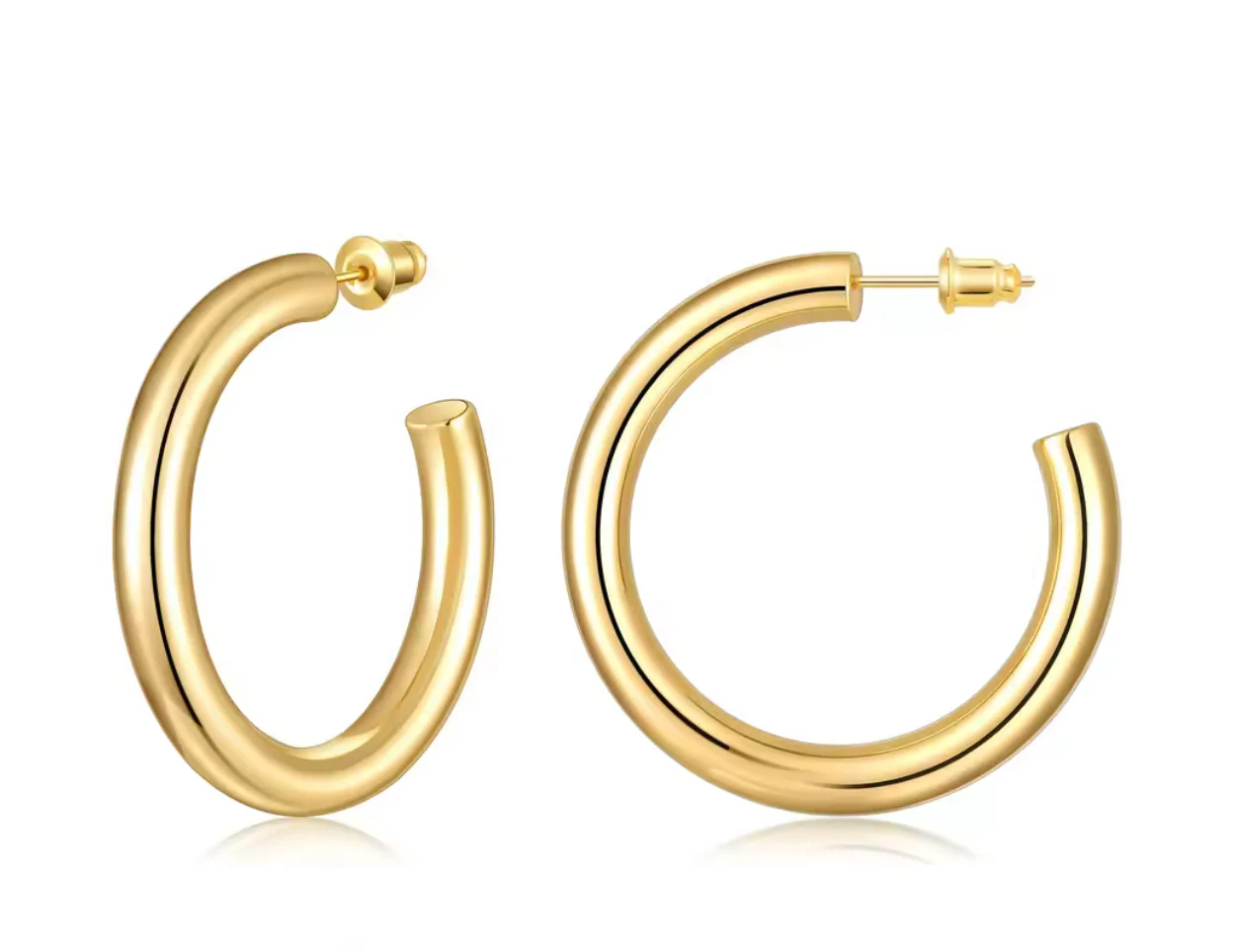 Gold Elegant Large Classic Hoops