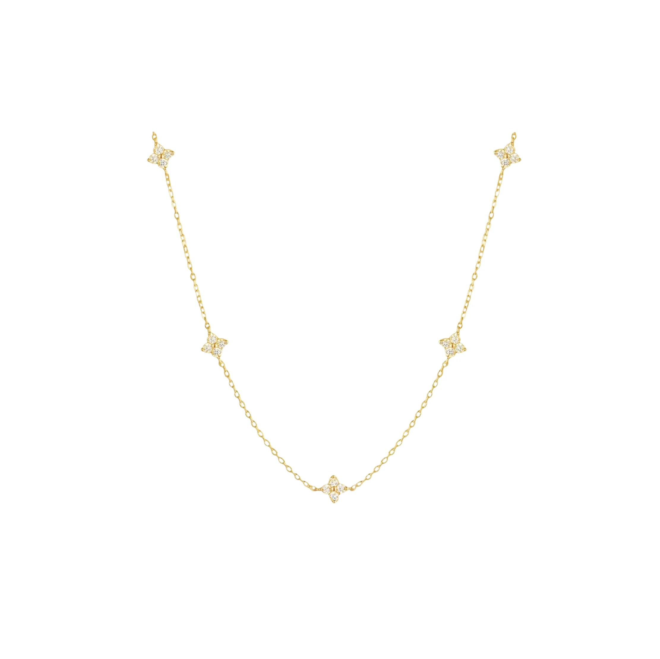Gold Dainty Clover Necklace