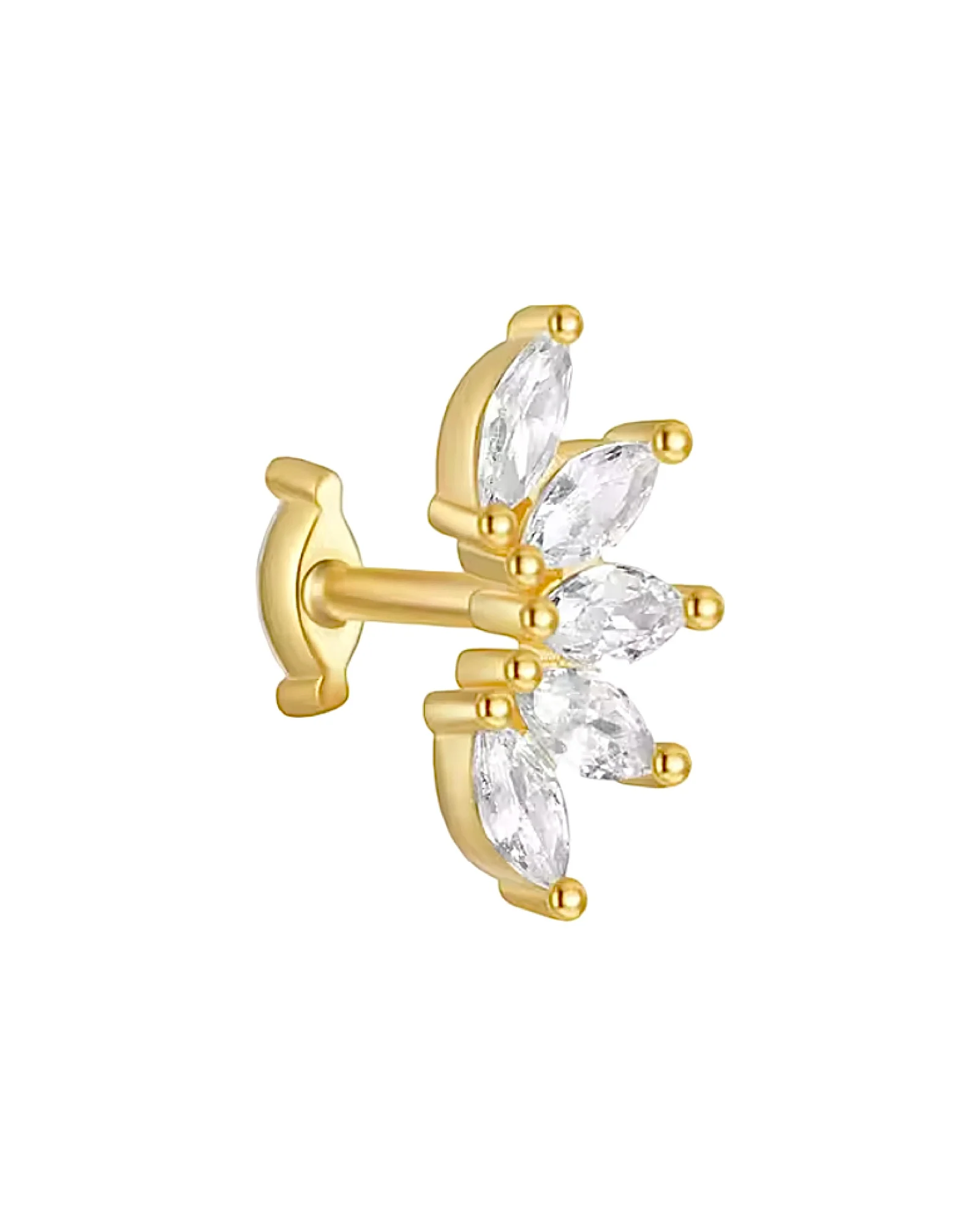 Gold Half Flower Helix Stud
