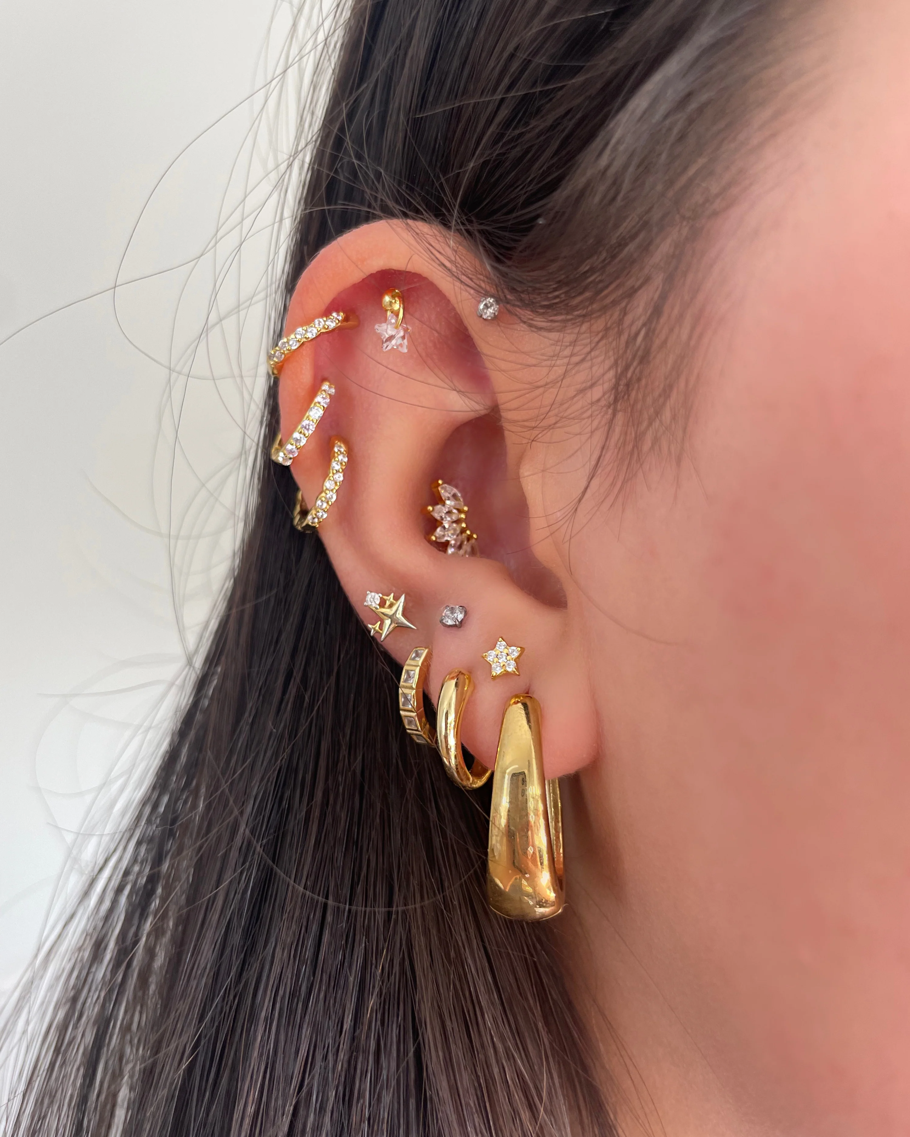 Gold Half Flower Helix Stud - Image 6