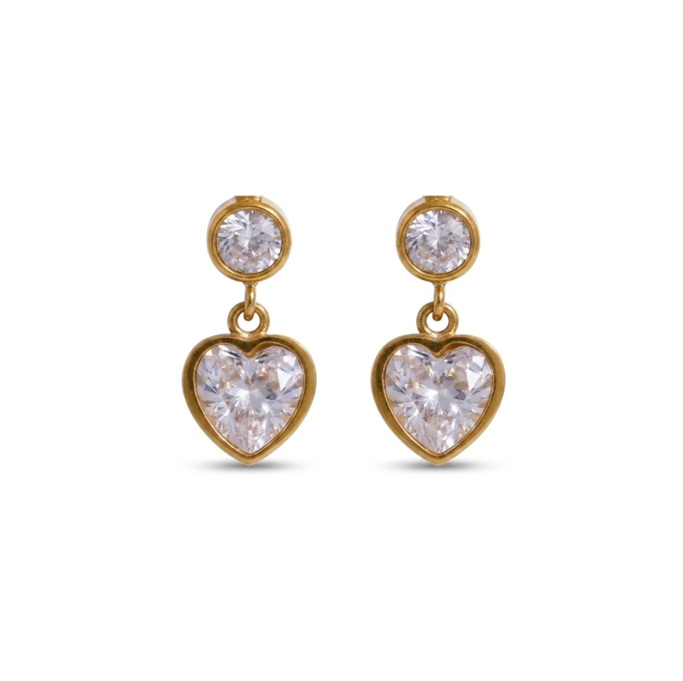 Gold Heart Dangly Studs