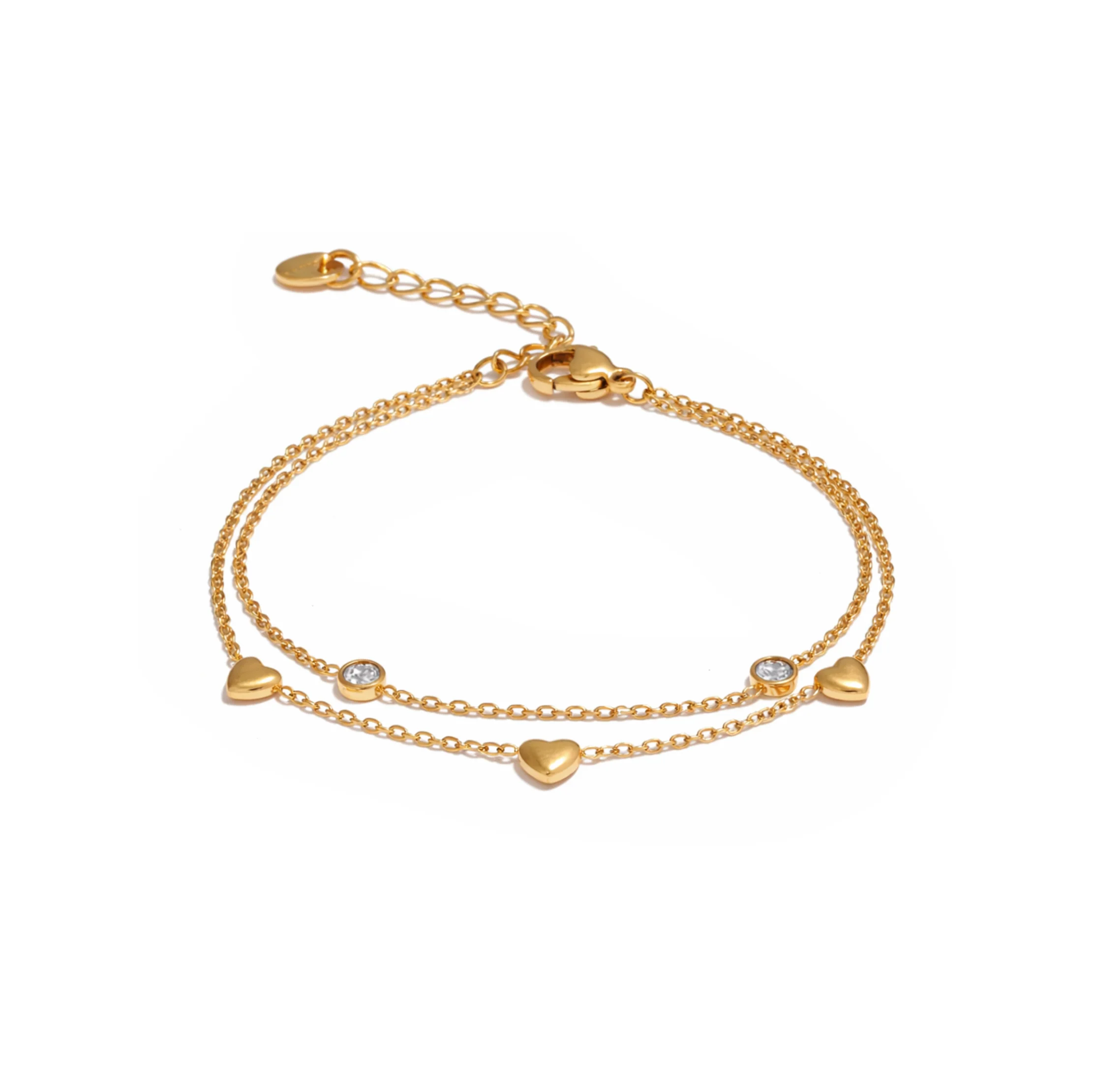 Gold Heart Layered Bracelet