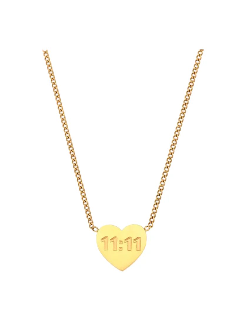 Gold Heart Shaped 11:11 Necklace