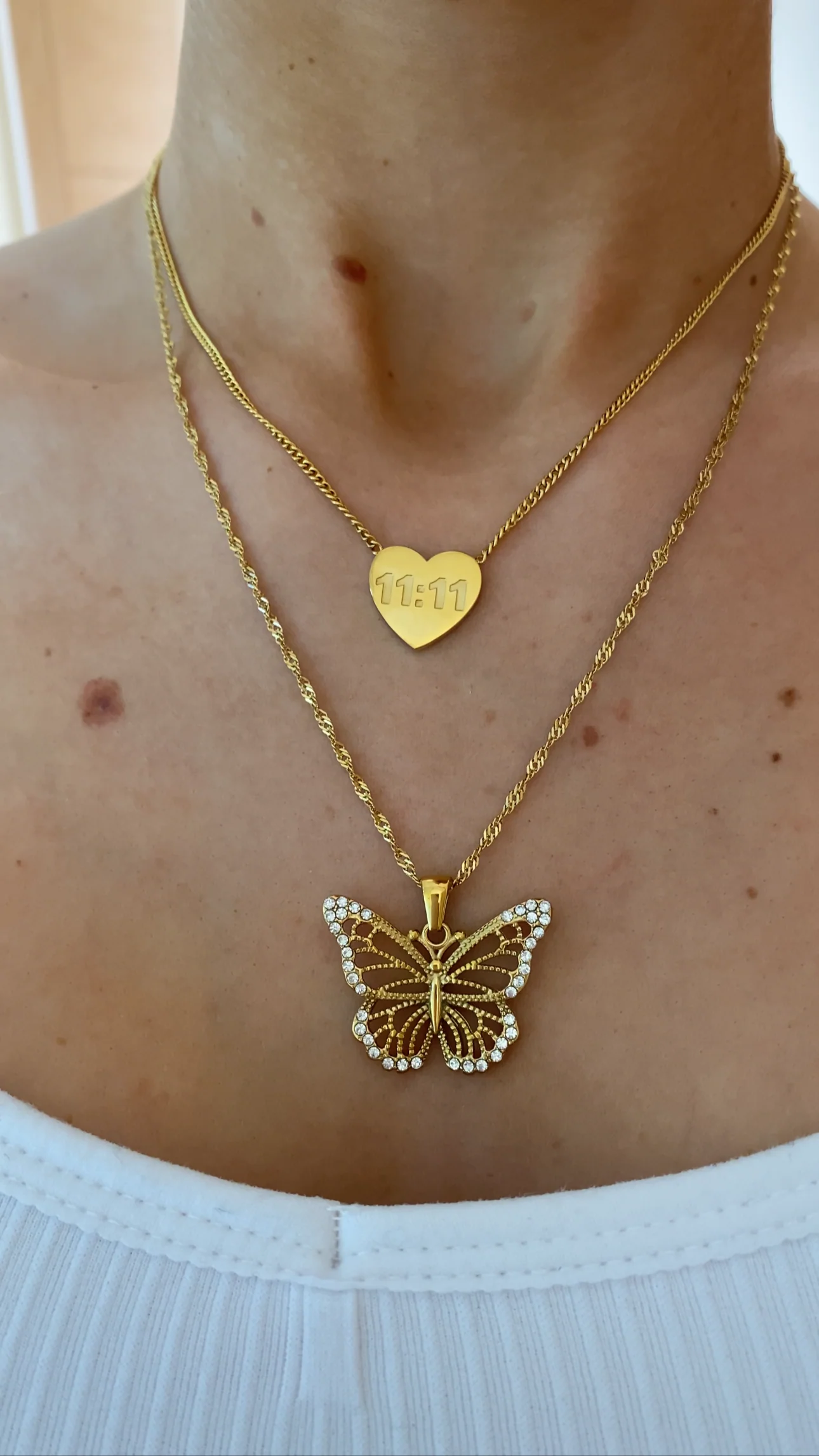 Gold Heart Shaped 11:11 Necklace - Image 2
