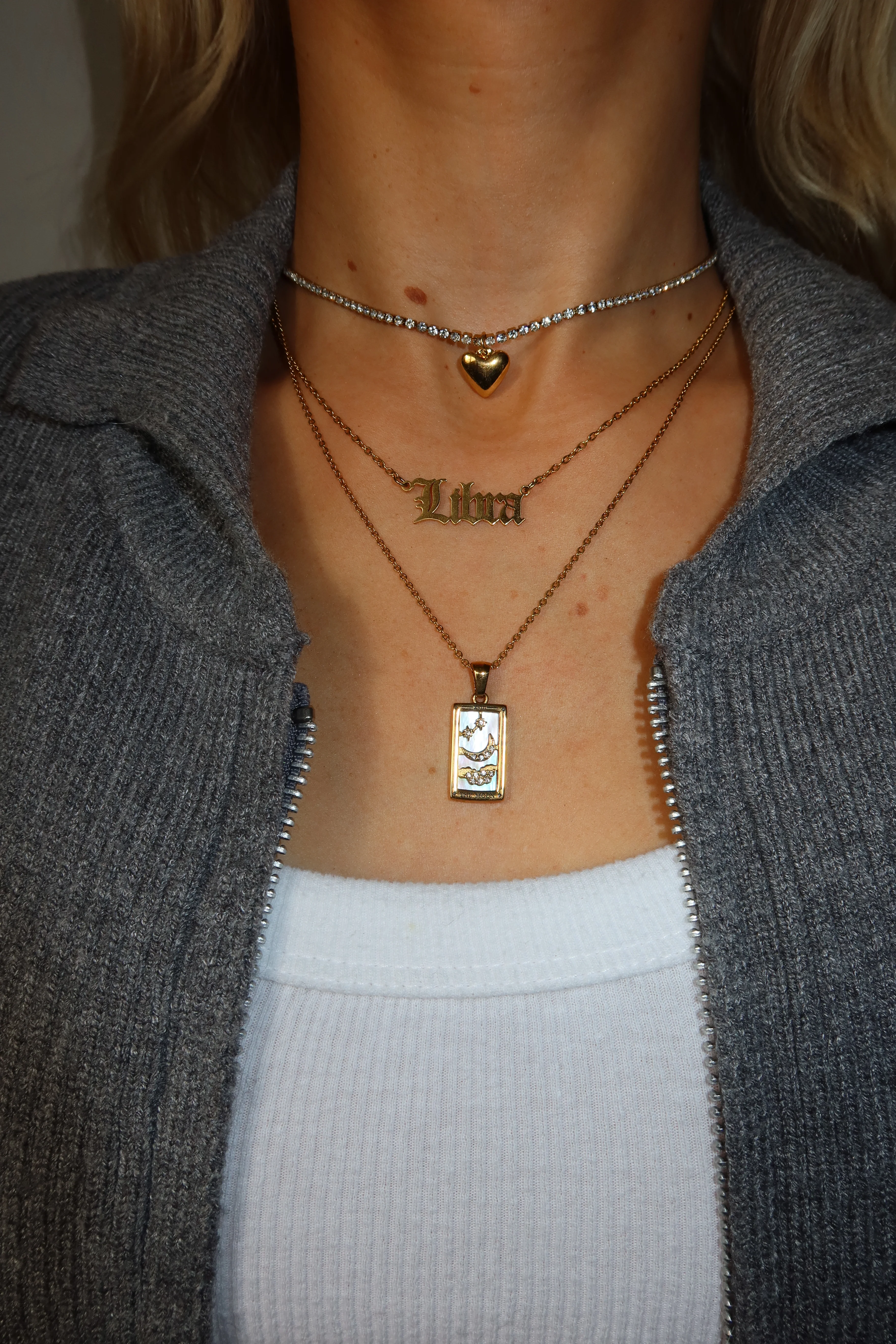 Gold Heart Tennis Necklace - Image 2