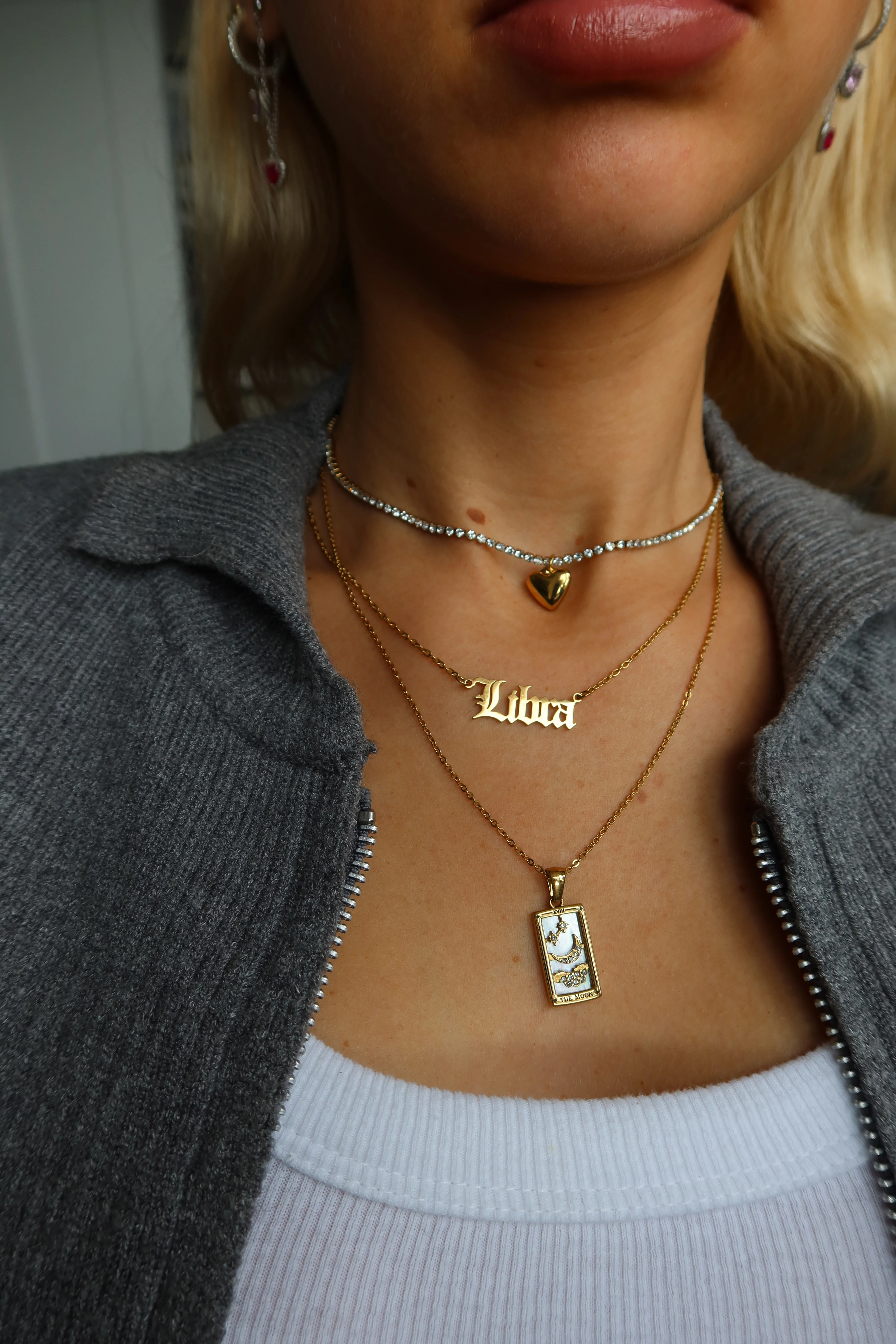 Gold Heart Tennis Necklace - Image 3