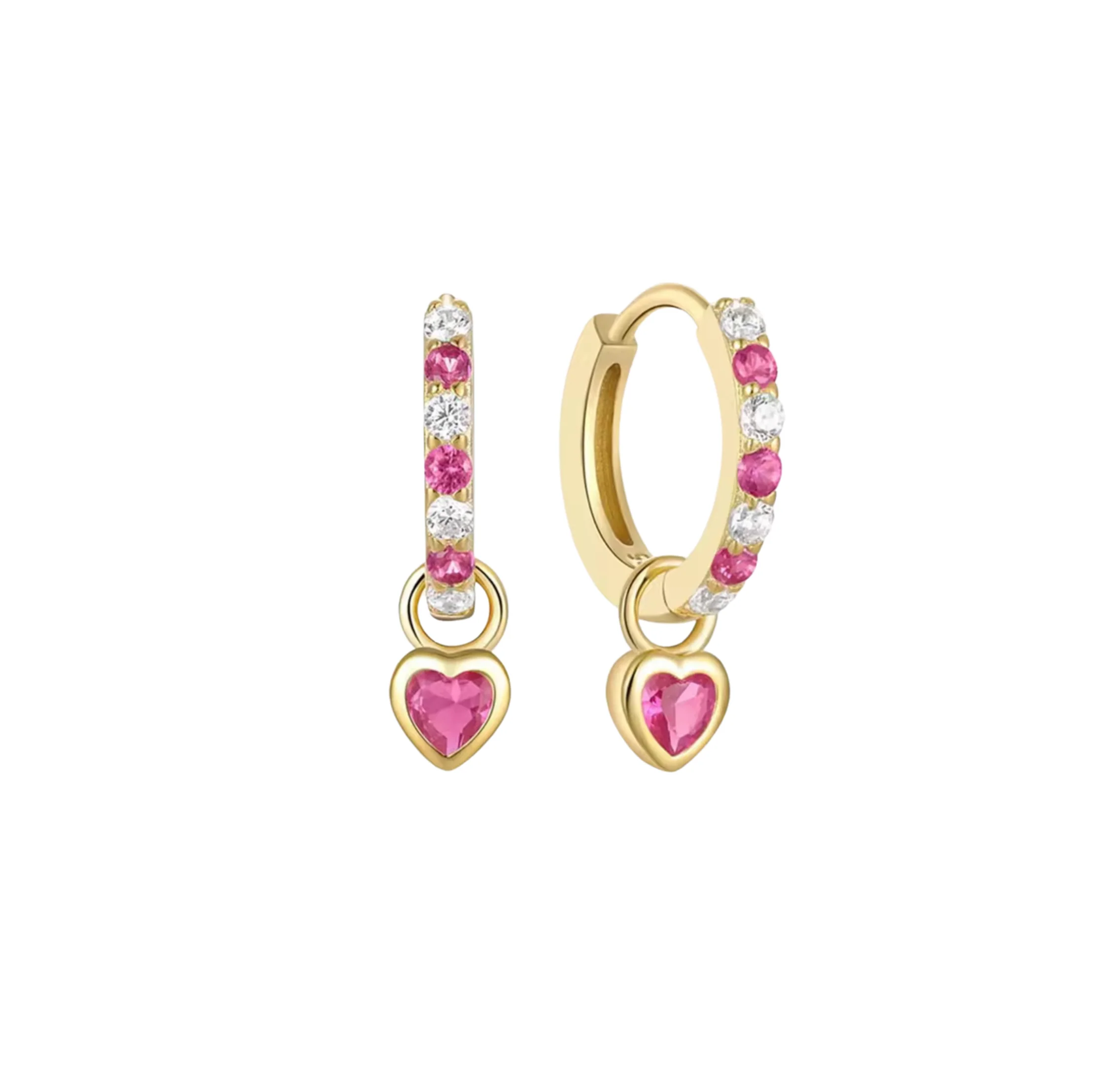 Gold Hot Pink Luxe Heart Huggies
