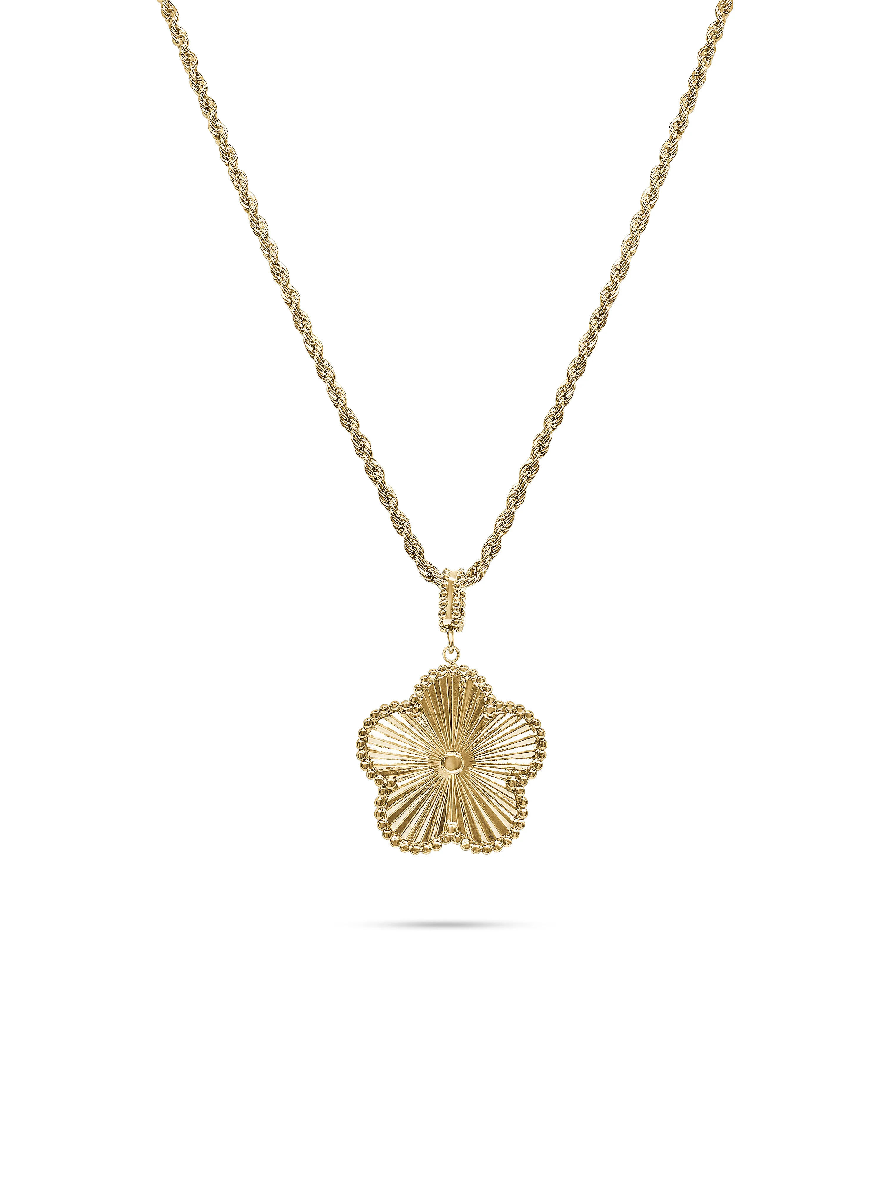 Gold Huge Lined Flower Necklace