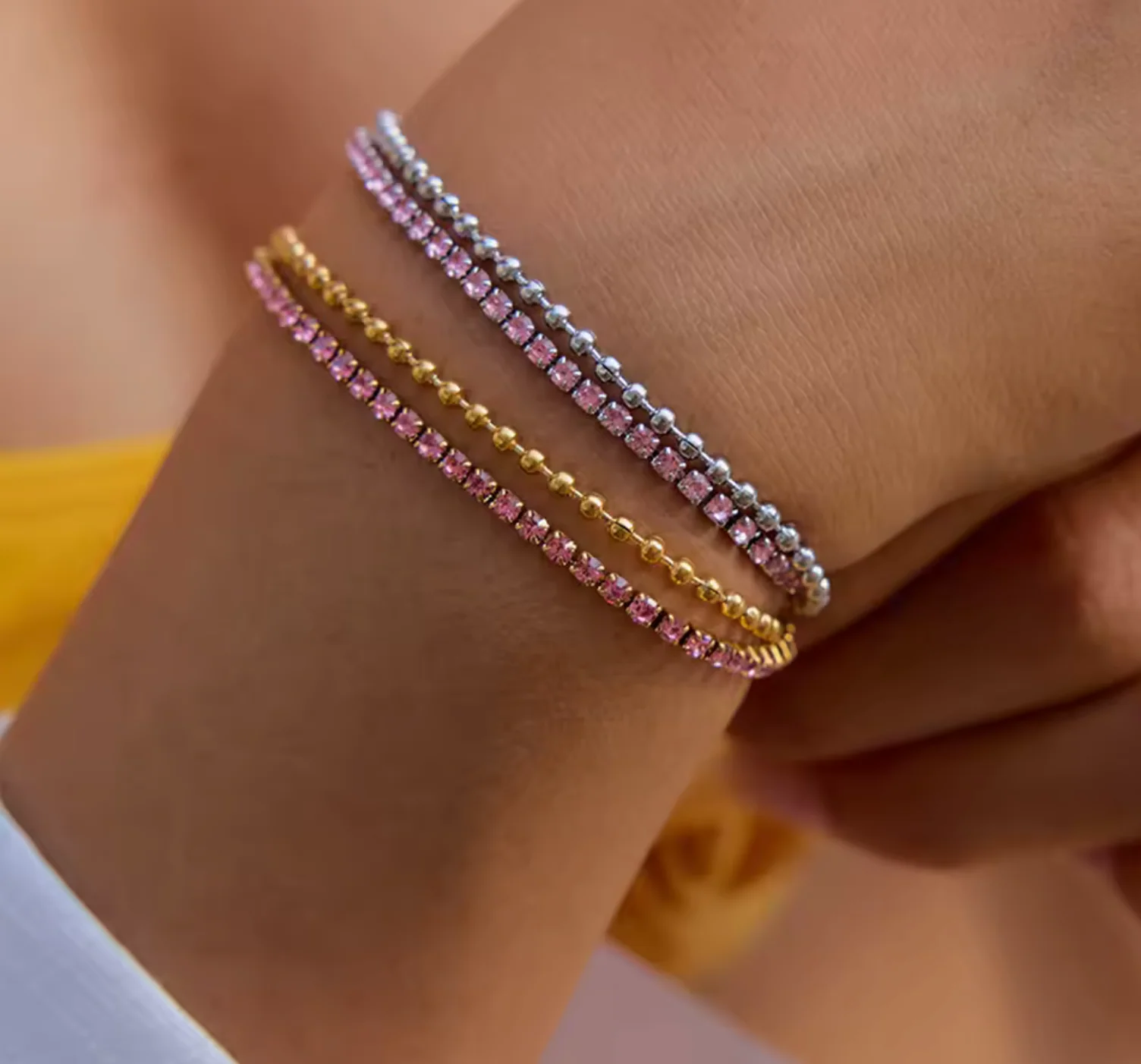 Gold Layered Pink Bracelet - Image 2