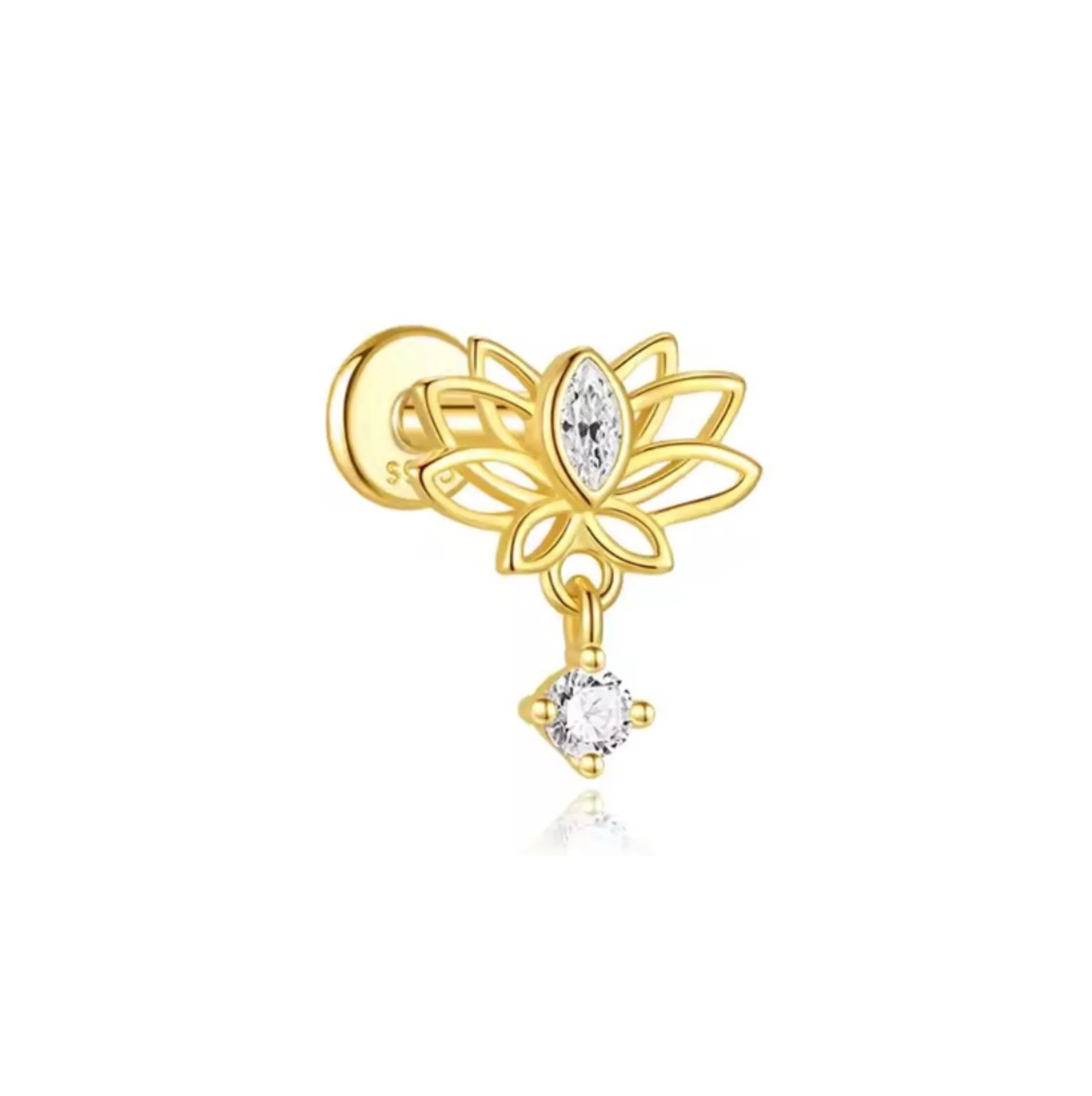 Gold Lotus Helix Stud