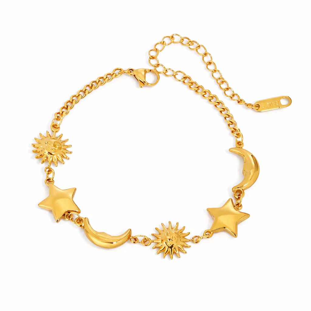 Gold Moon and Star Bracelet