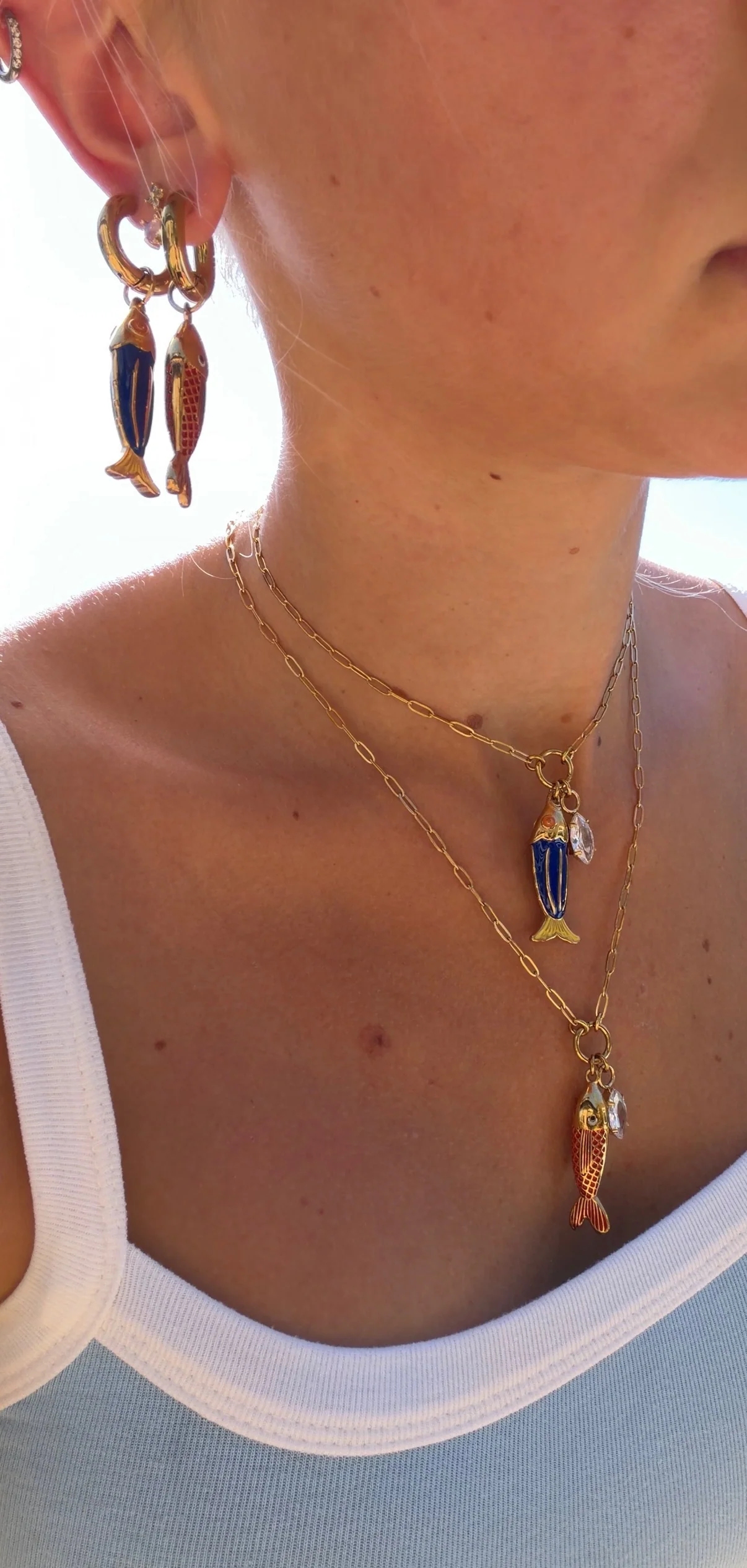 Gold Navy Fish Paperclip Necklace - Image 4