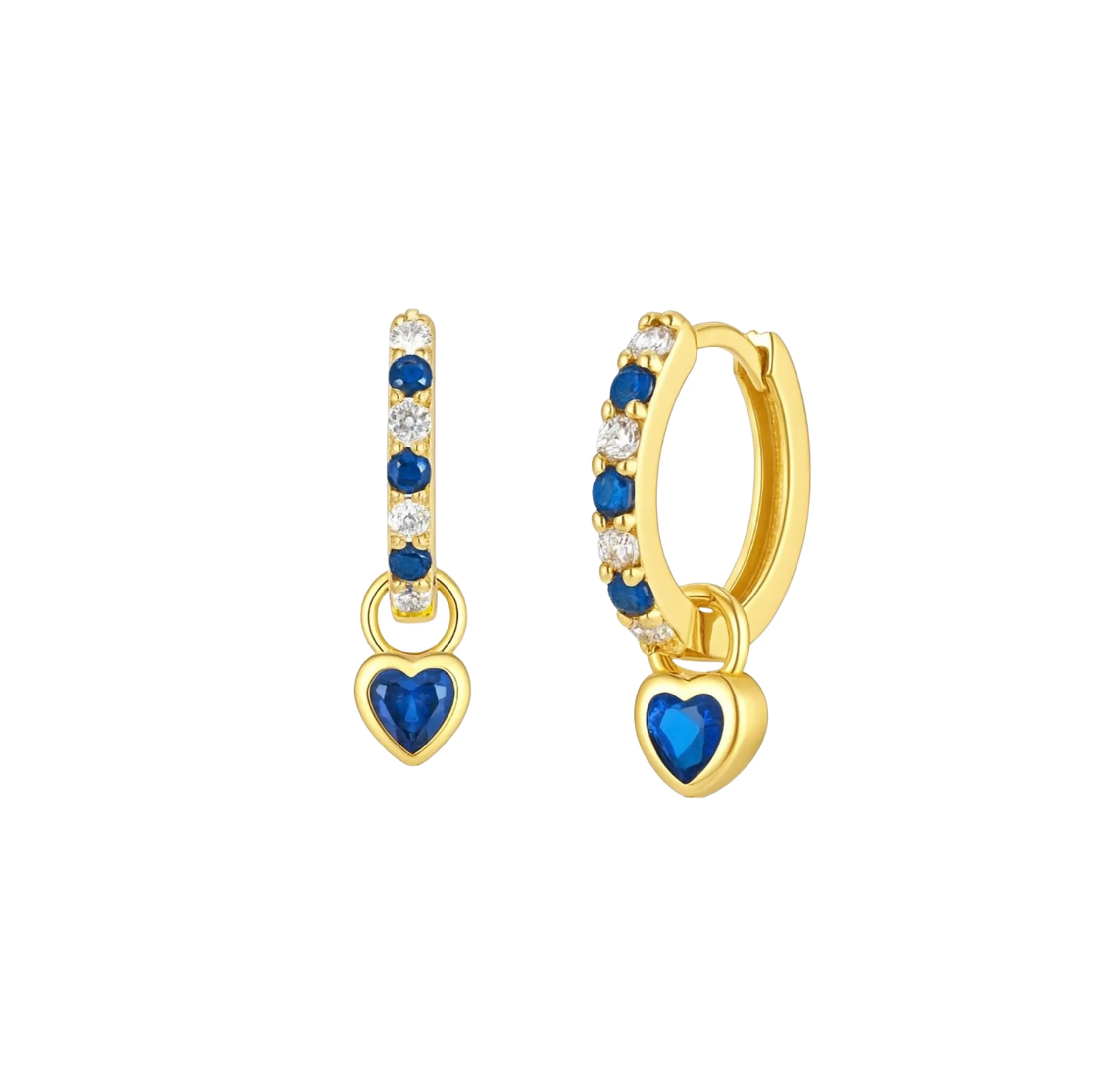 Gold Navy Luxe Heart Huggies