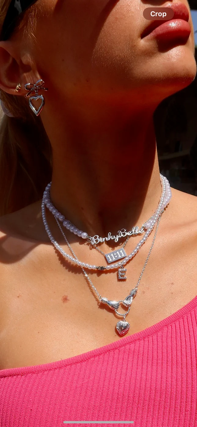 Gold Pearl and Heart Initial Necklace - Image 7