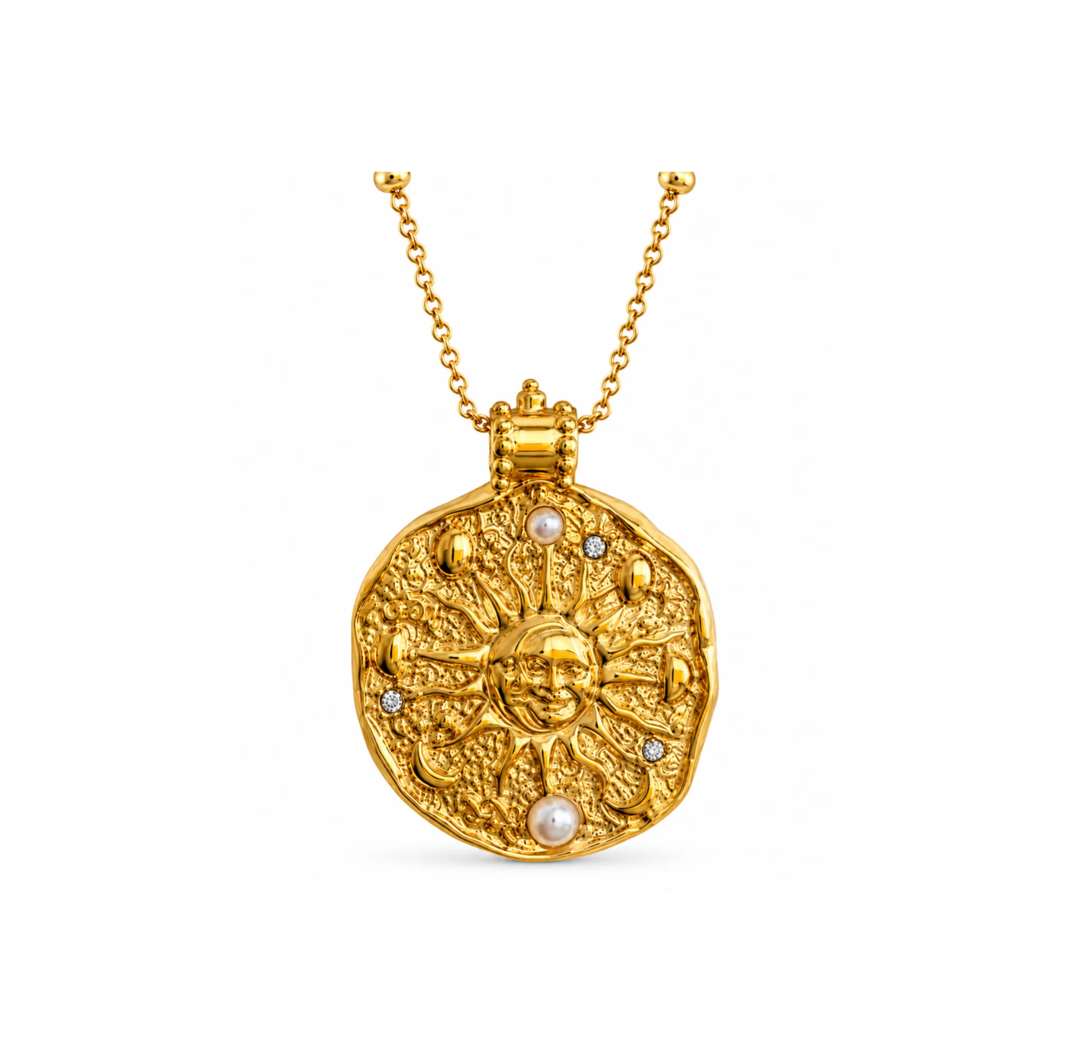 Gold Pearl Star Pendant Necklace