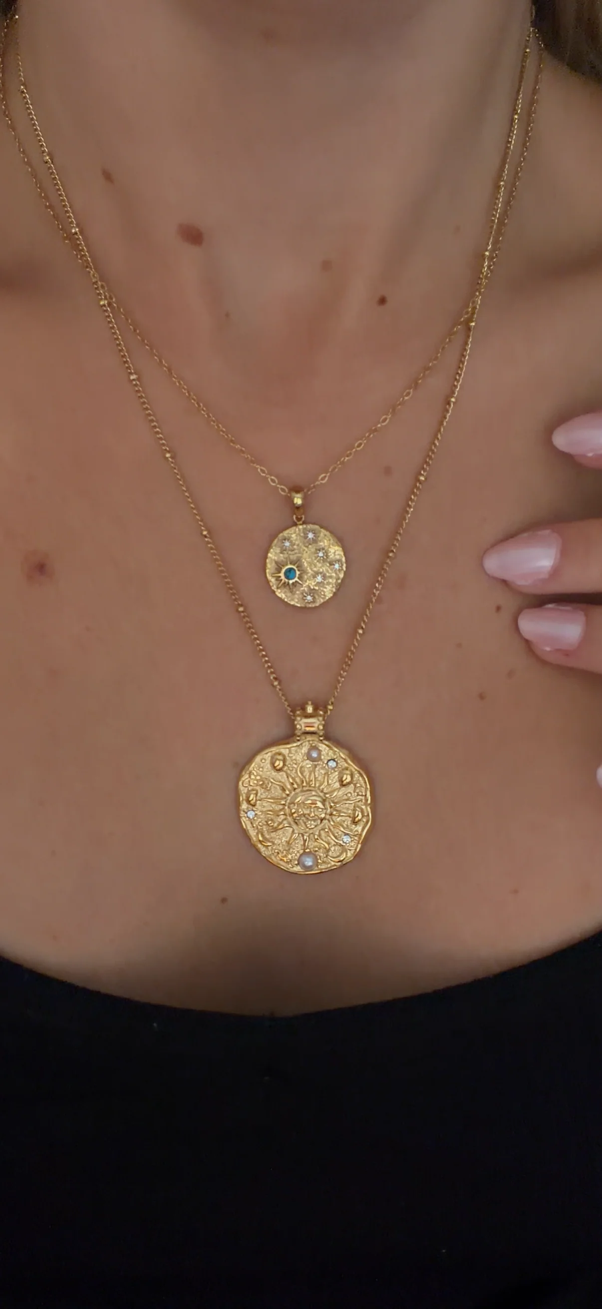 Gold Pearl Star Pendant Necklace - Image 2